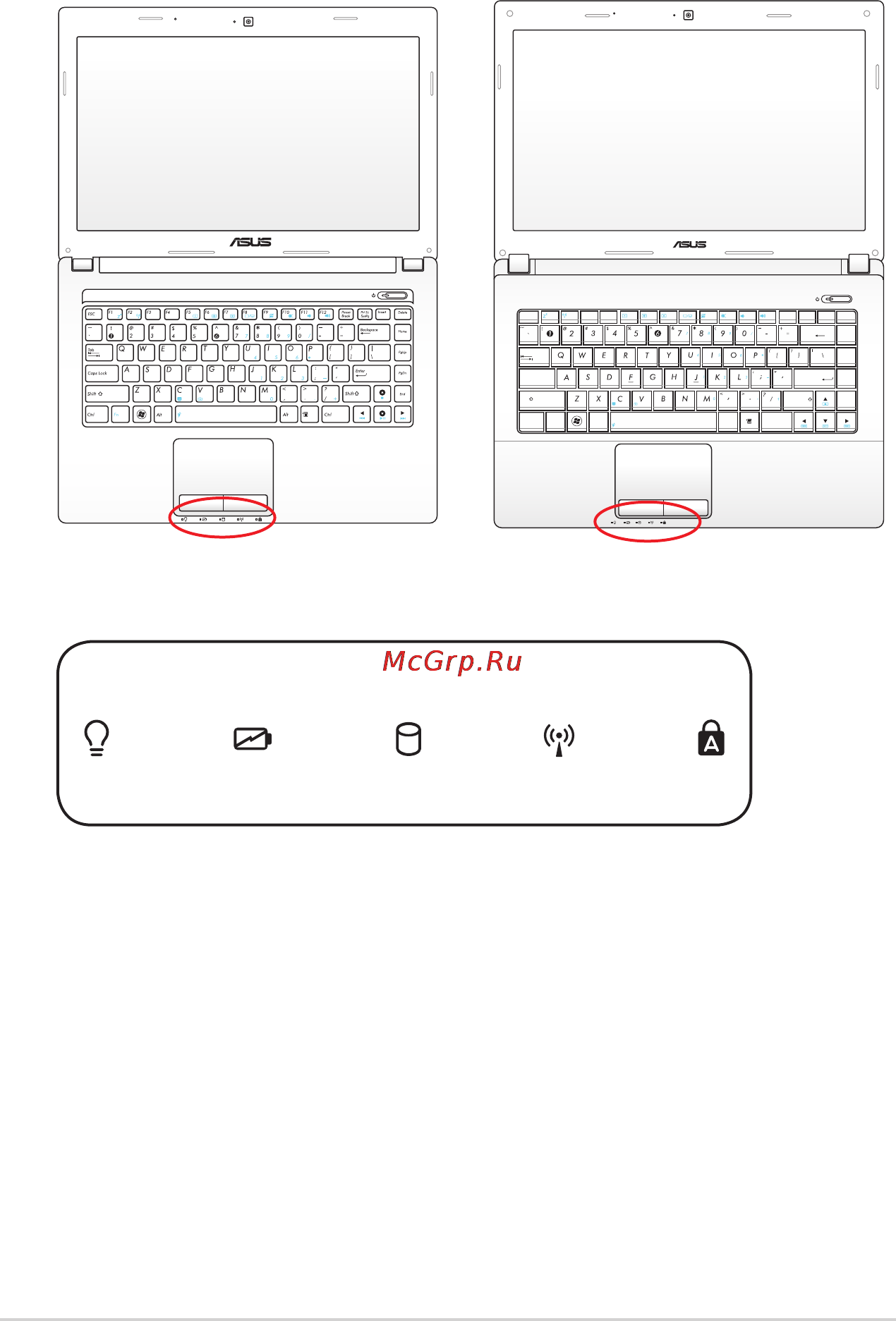Asus K43Tk A6-3420M [50/115] Индикаторы