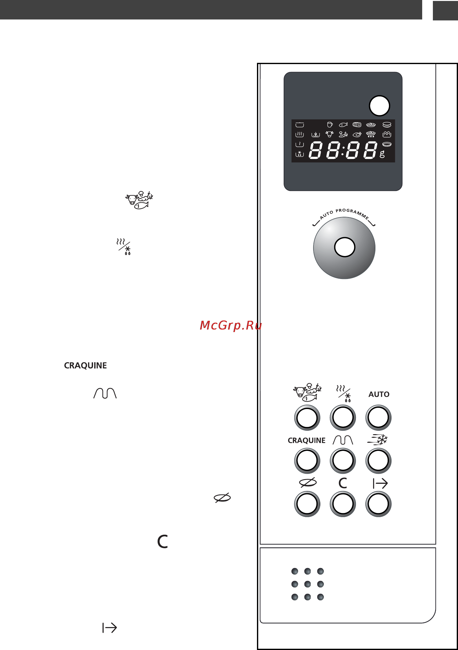 Brandt ME1040X [9/22] Панель управления