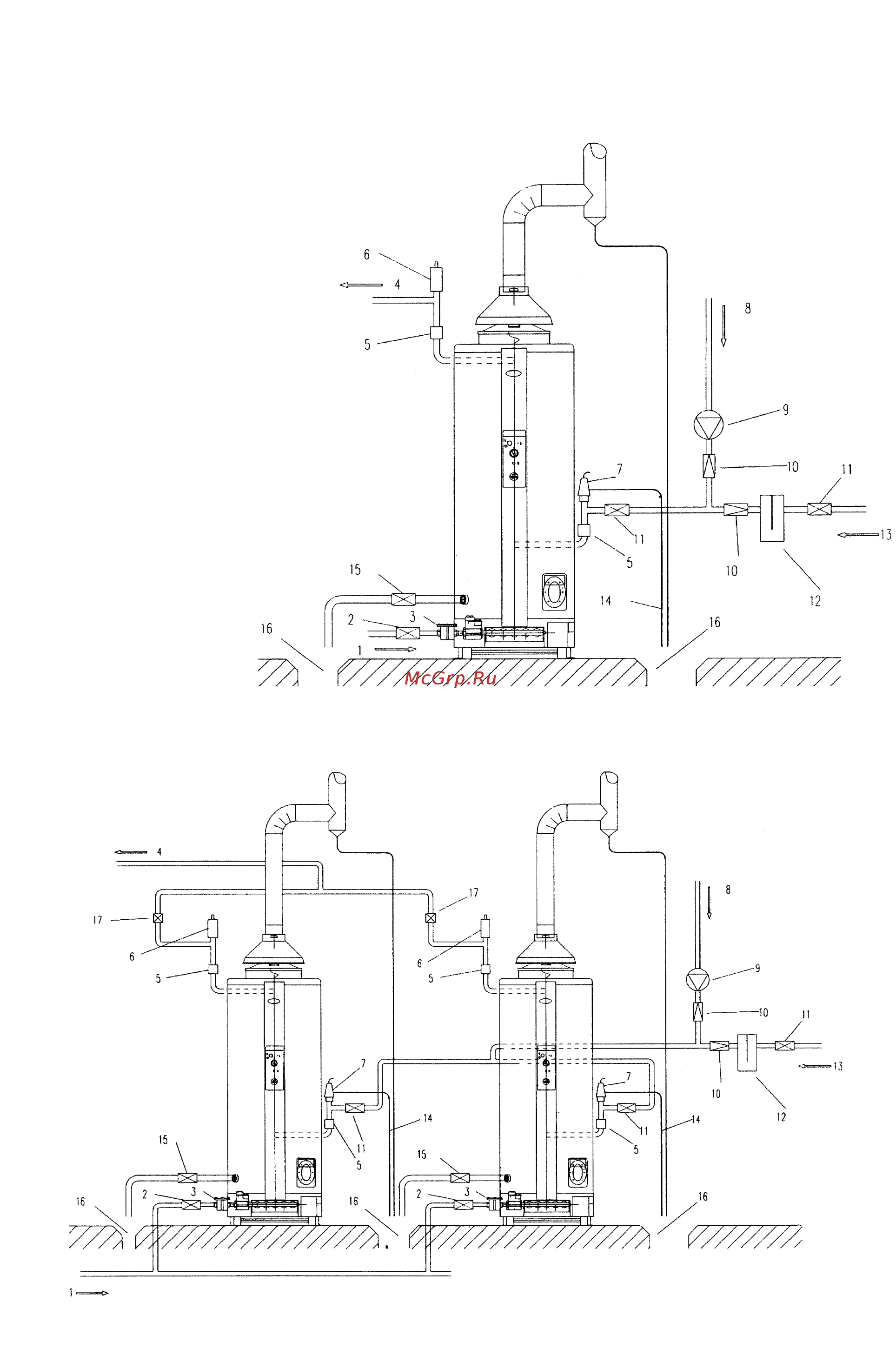 Ariston NHRE [11/21] Принципиальная схема с двумя параллельными водонагревателями рис 12