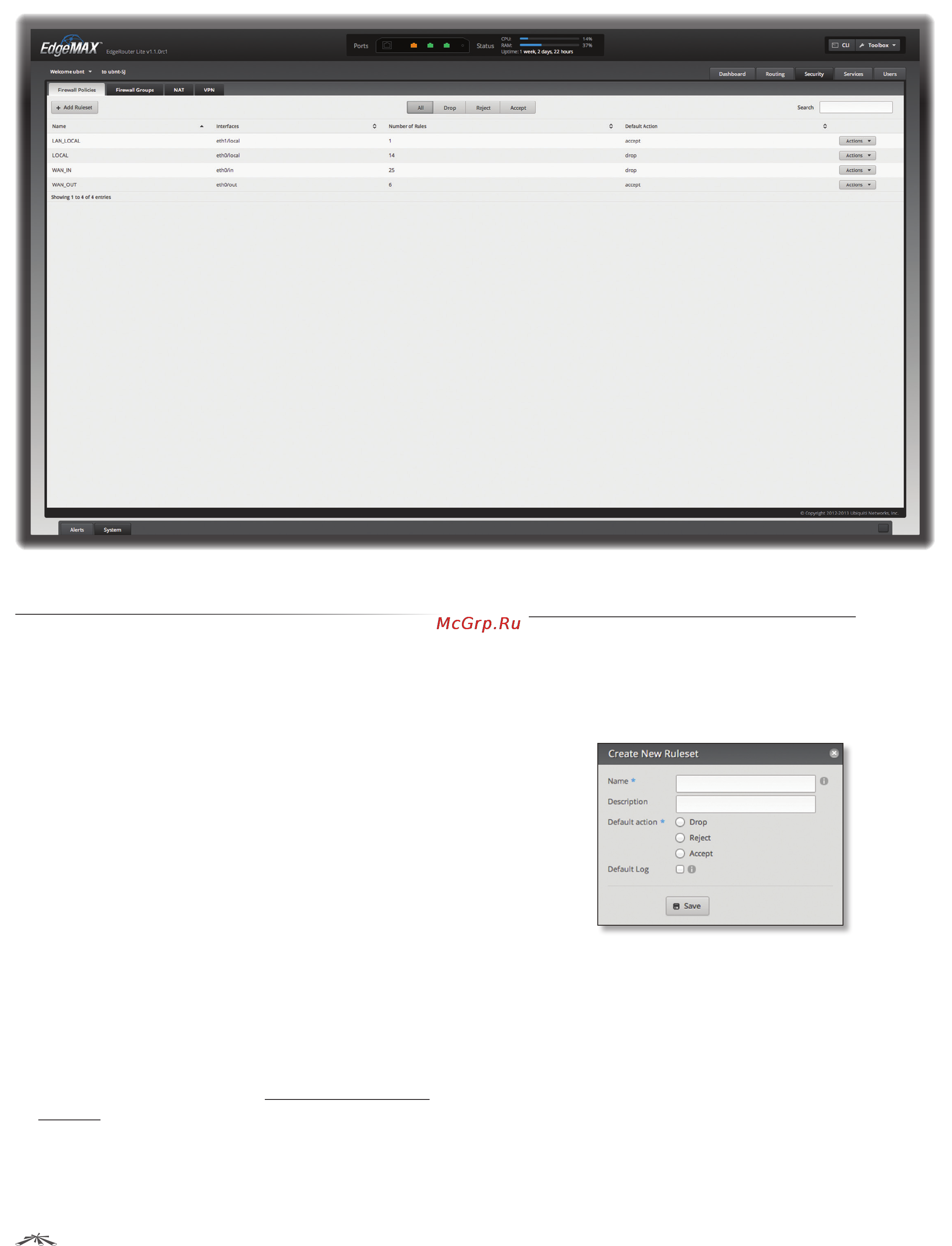 Ubiquiti EdgeRouter Lite [22/58] Firewall policies