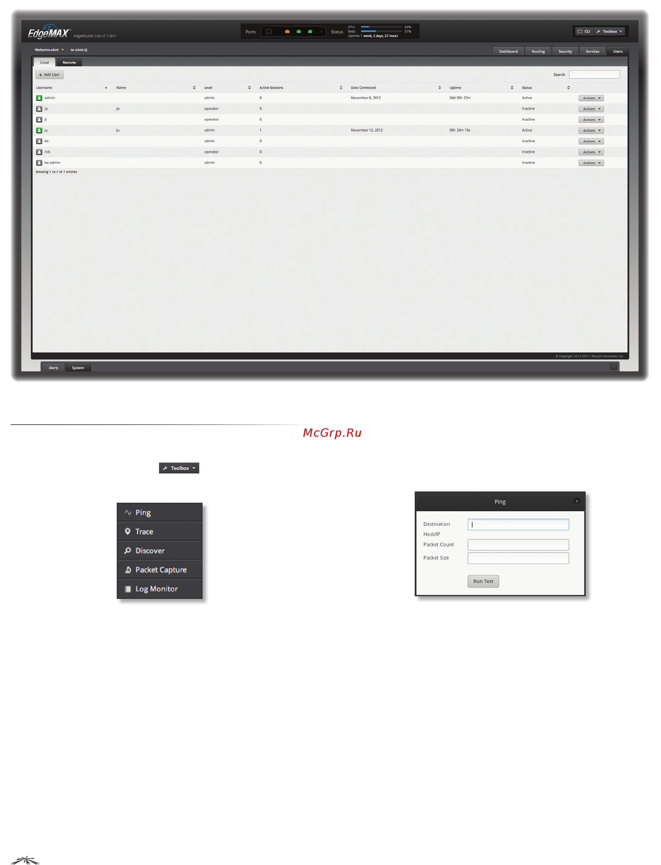 Ubiquiti EdgeRouter Lite [38/58] Chapter 9 toolbox