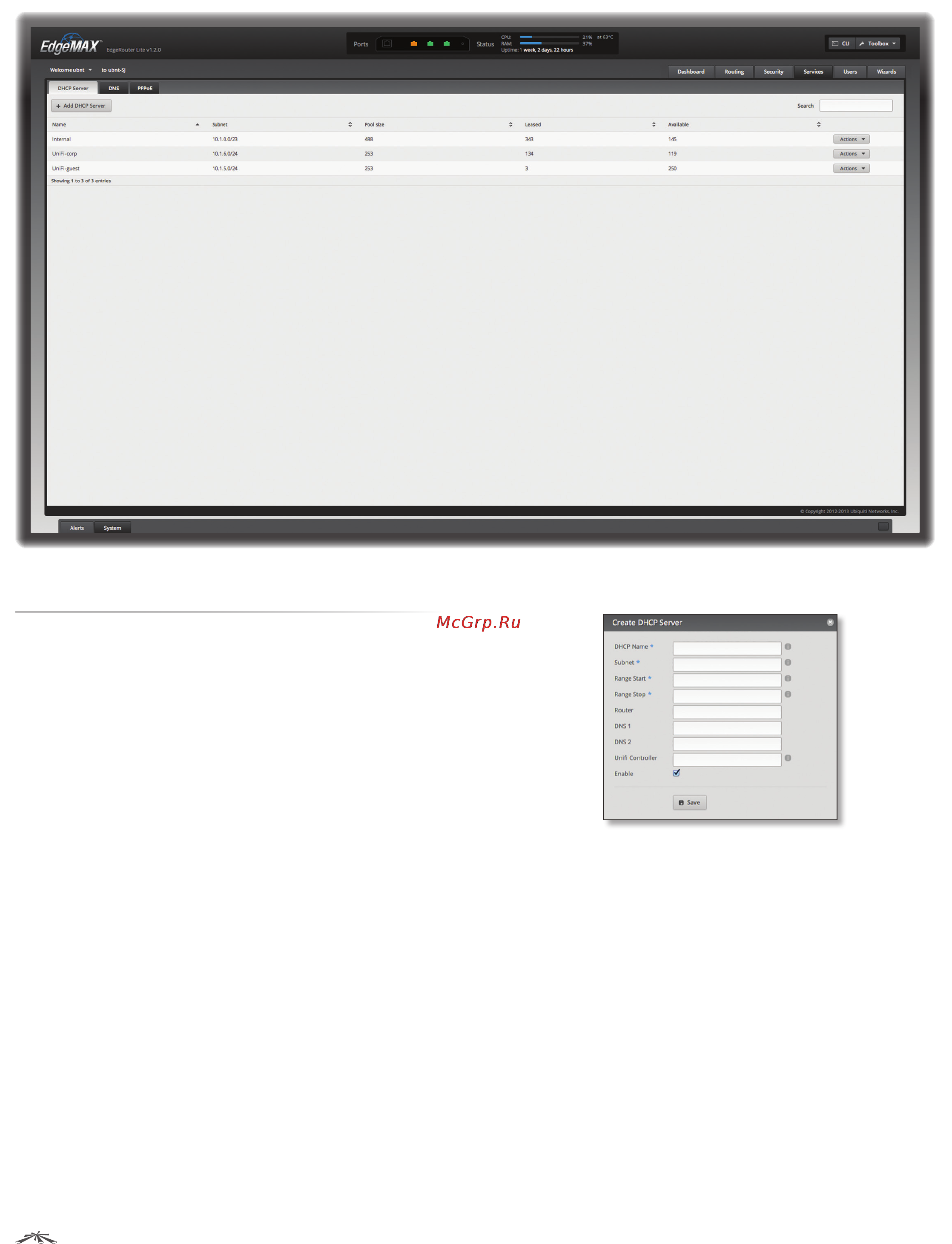 Ubiquiti EdgeRouter [33/57] Chapter 6 services tab