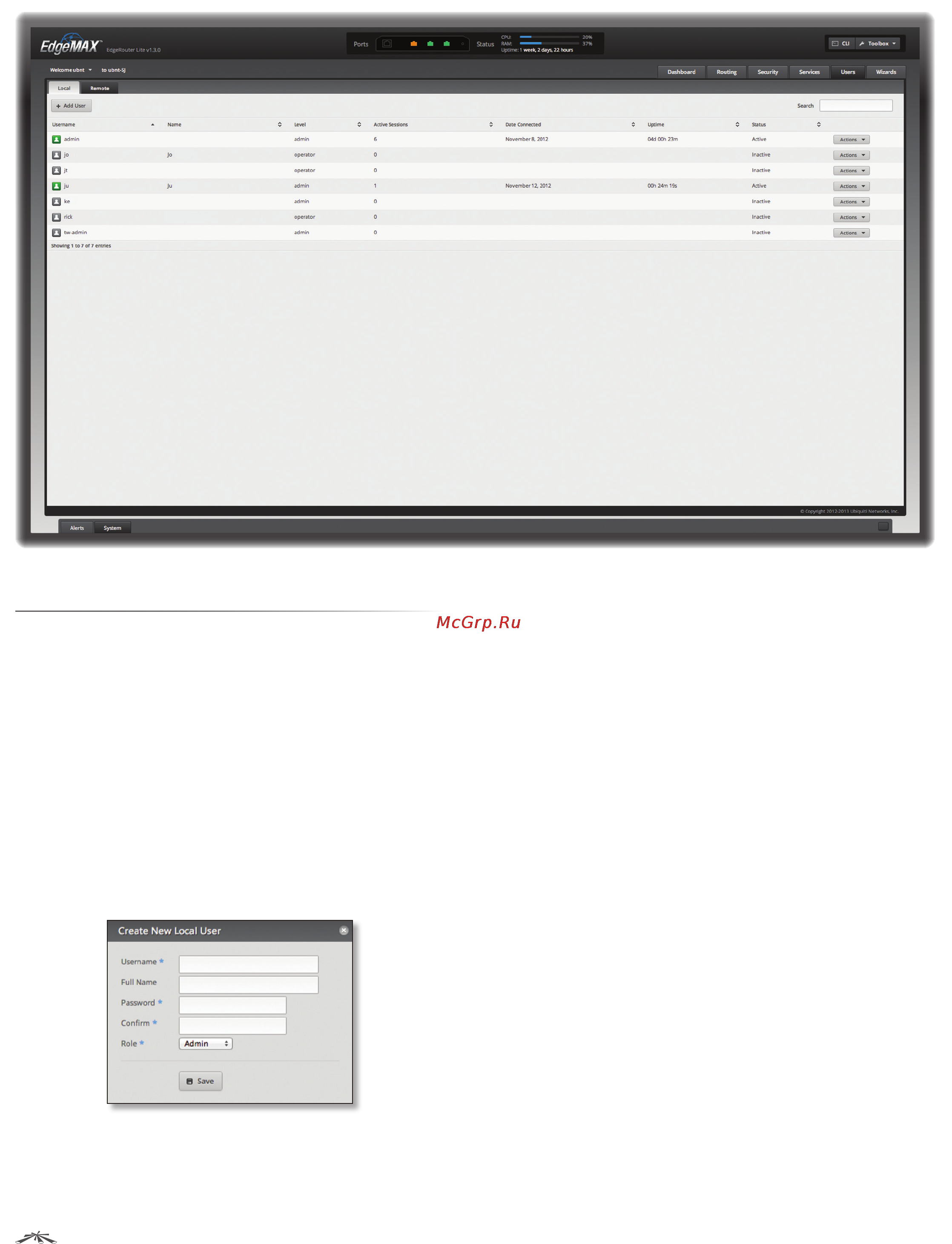 Ubiquiti EdgeRouter [38/57] Chapter 7 users tab