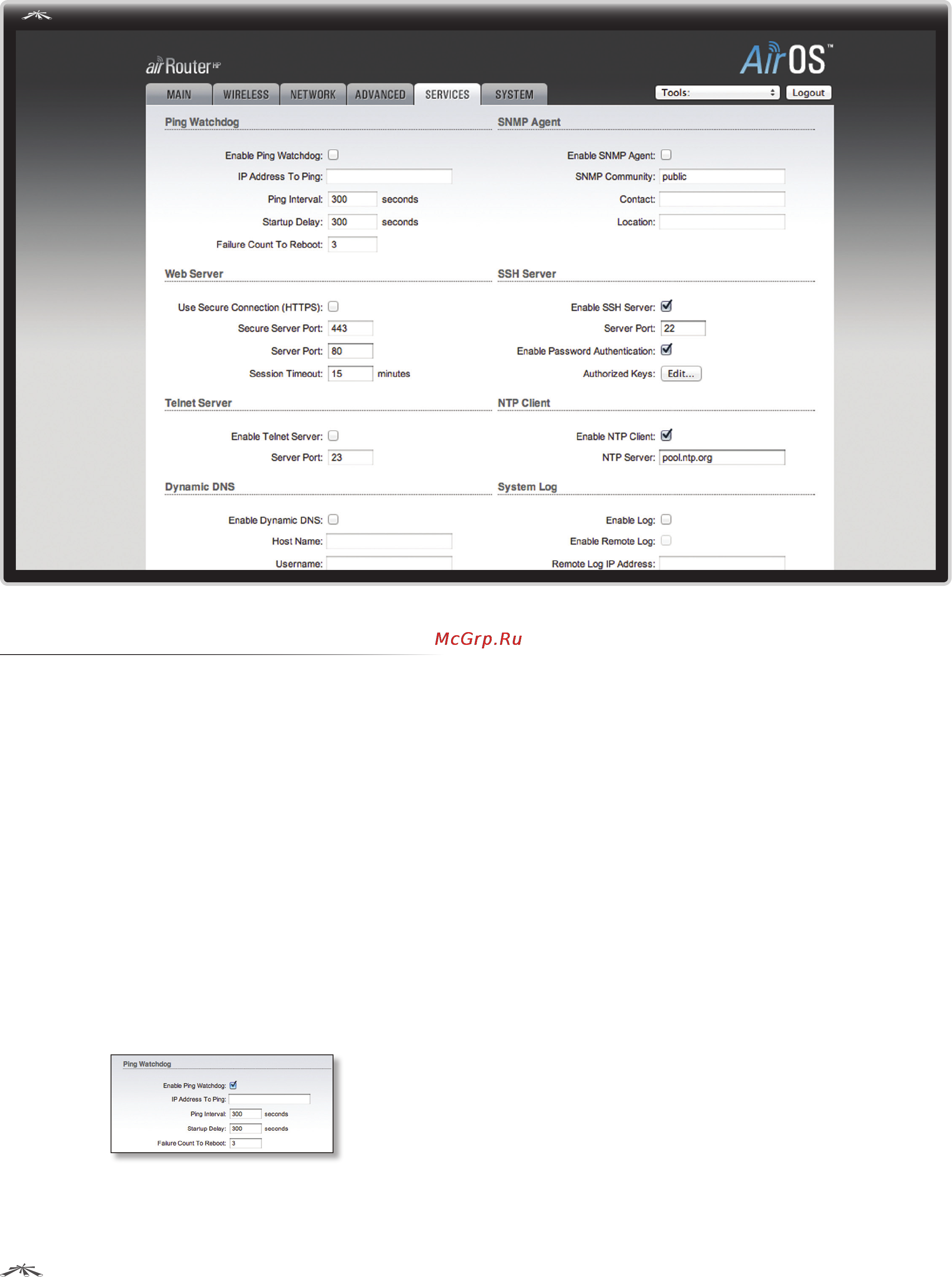Ubiquiti AirRouter HP [42/61] Chapter 8 services tab