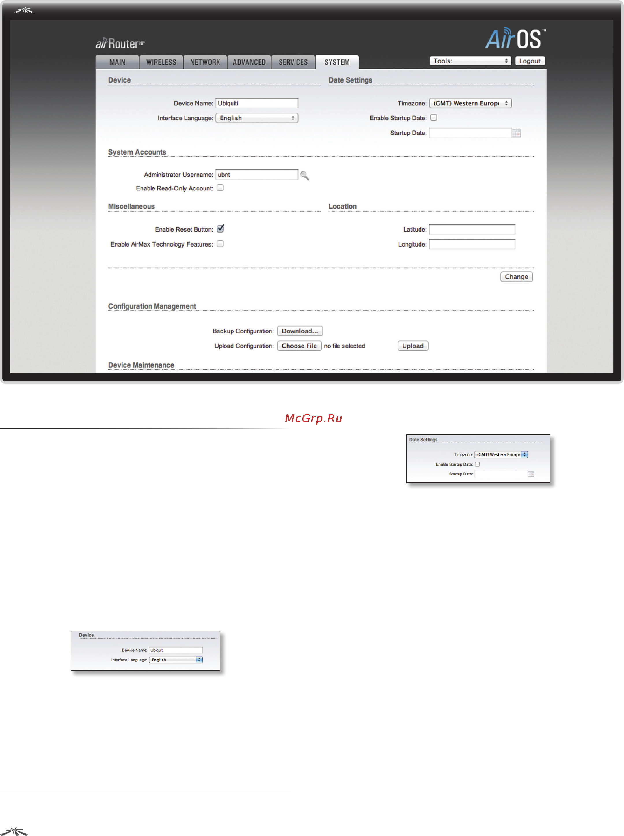 Ubiquiti AirRouter HP [45/61] Chapter 9 system tab