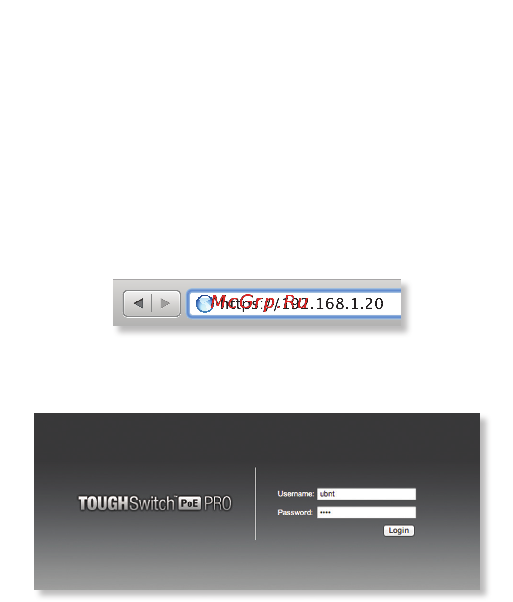 Ubiquiti TOUGHSwitch PoE CARRIER [10/20] Accessing the configuration interface