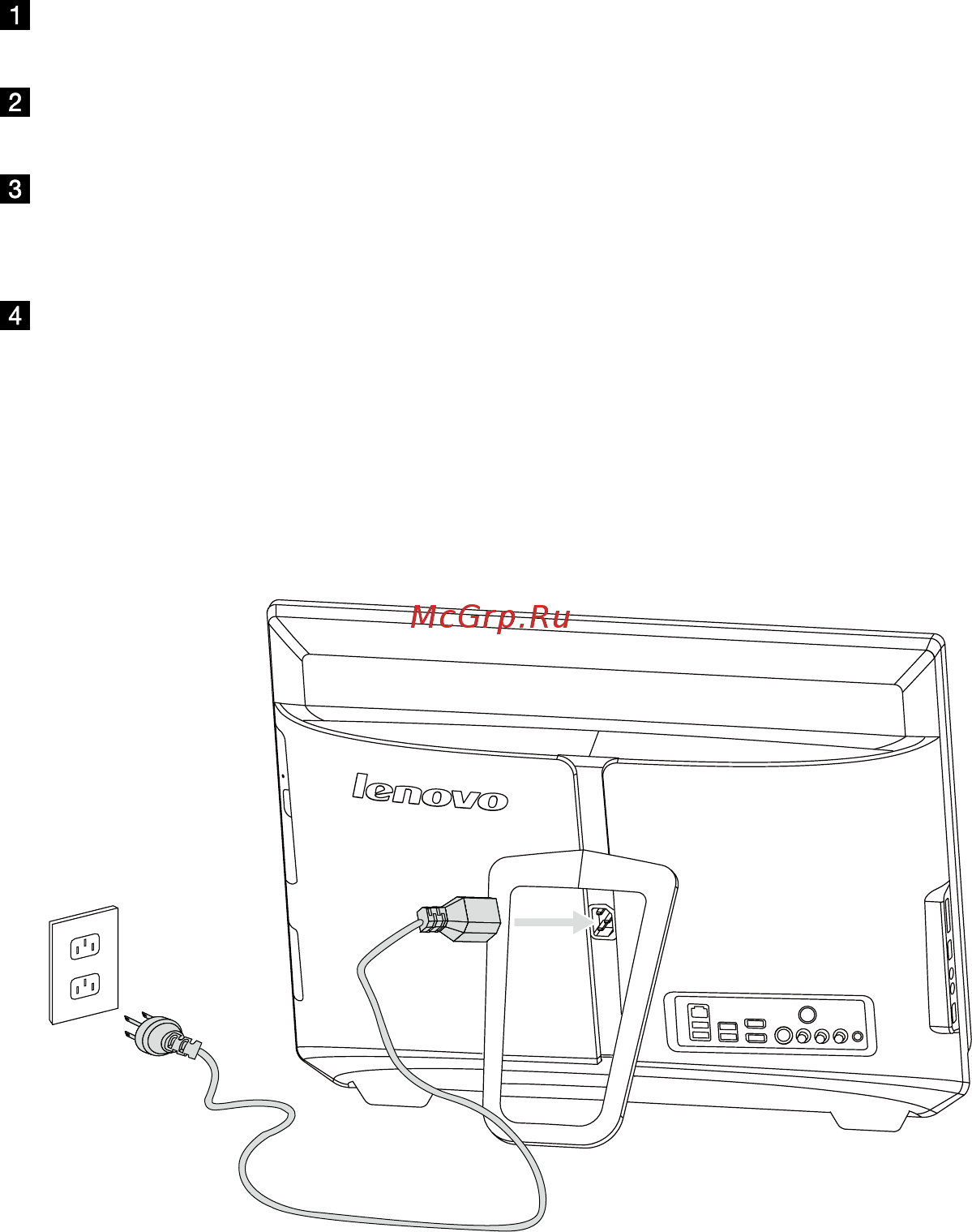 Lenovo IdeaCentreB520RUR321(7B)10064 [14/51] Подключите шнуры питания к заземленным розеткам электросети