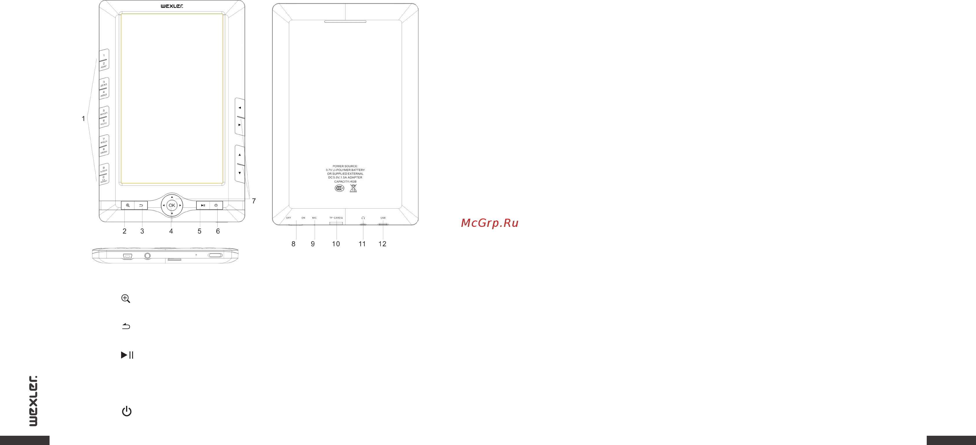 Wexler Book T7001W Wh [4/12] Кнопки внешний вид