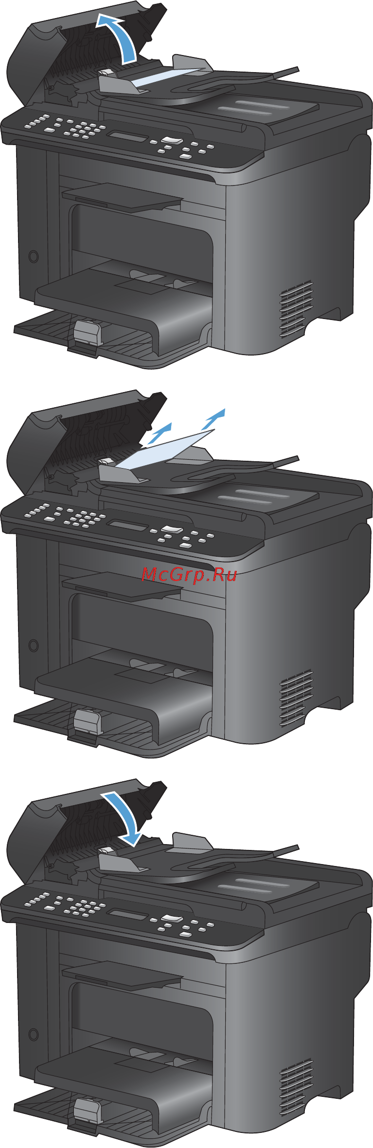 HP LaserJet Pro M1536dnf  CE538A.ACB [259/322] Устранение замятий в податчике документов