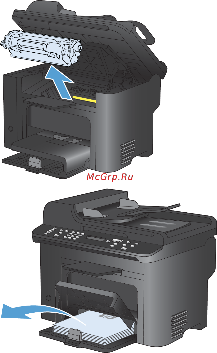 HP LaserJet Pro M1536dnf  CE538A.ACB [260/322] Устранение замятий в подающих лотках