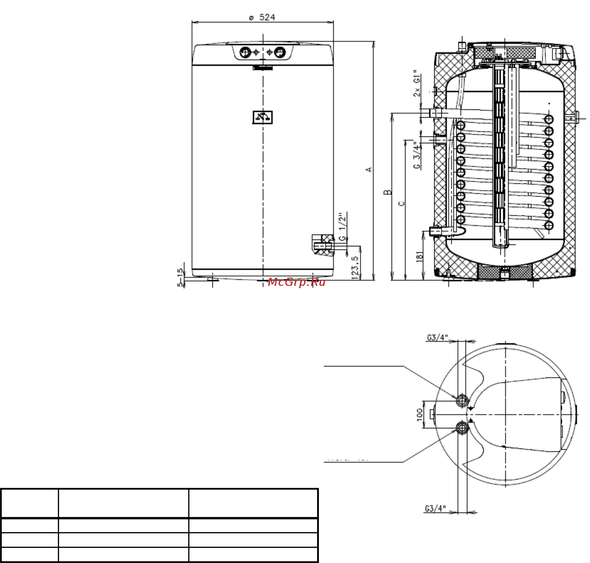 Drazice OKCE 125 NTR/2,2kW [7/12] Технические параметры