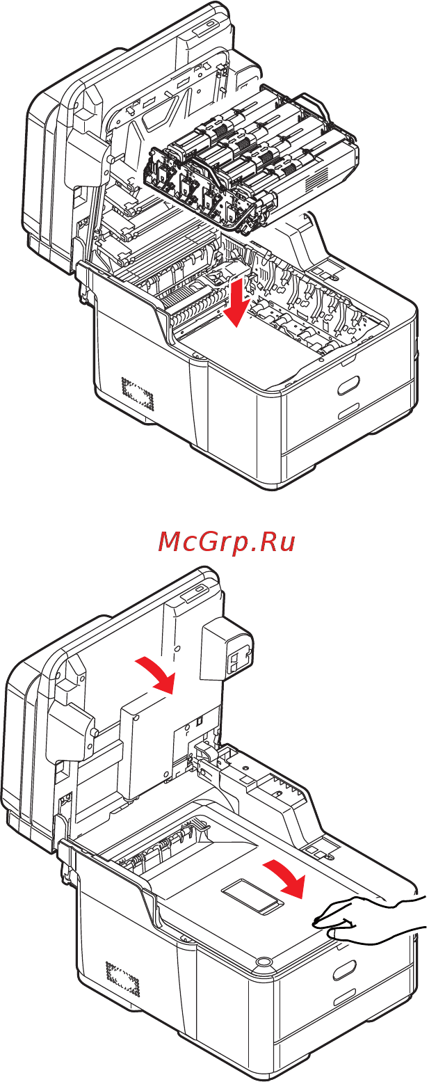 OKI MC332dn [128/200] Удерживая барабан переноса изображений за ручки опустите его на место в аппарат совмещая