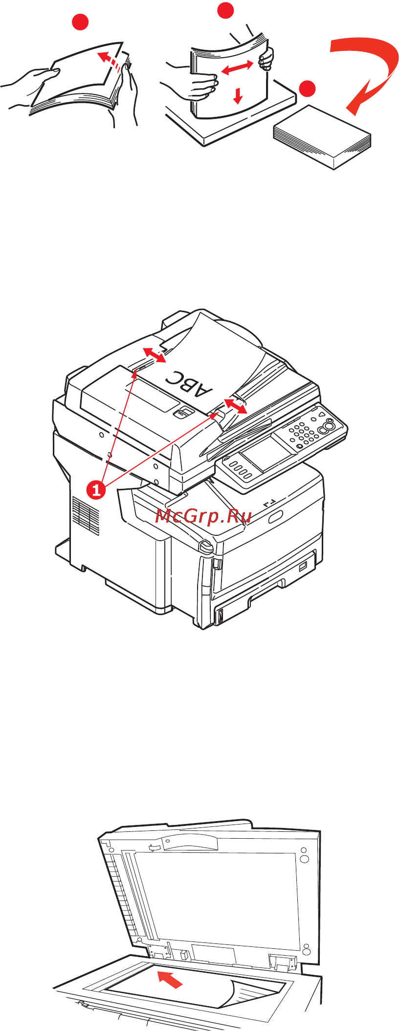 OKI MC861+ [81/186] Placing document s on the glass