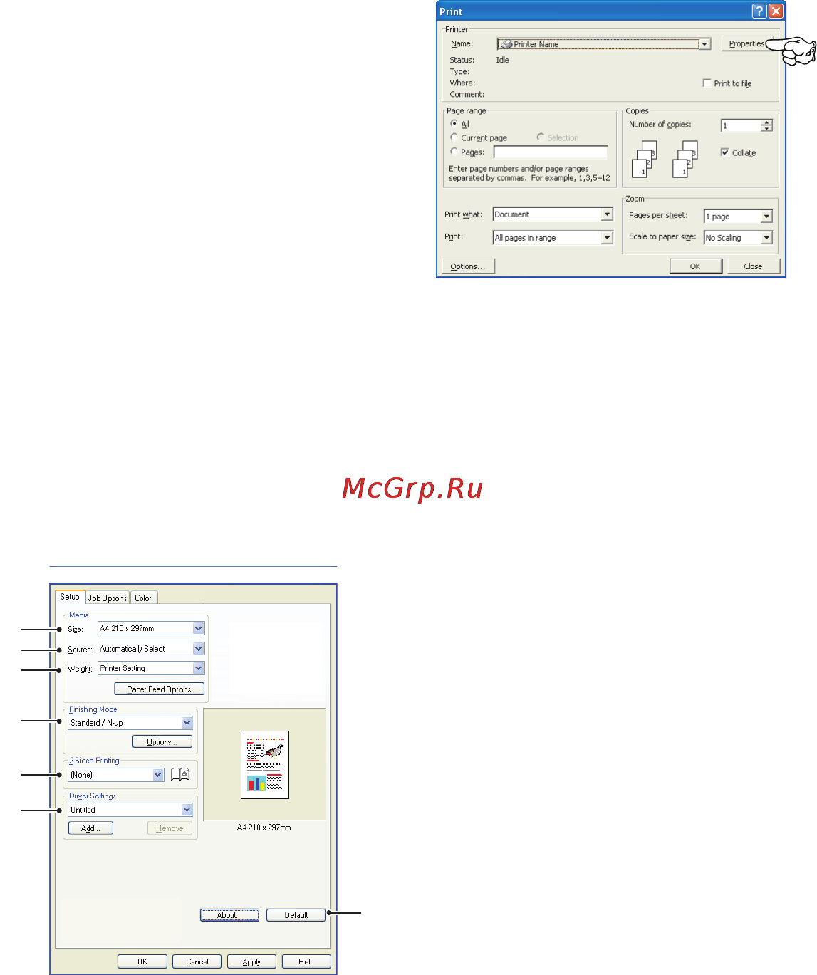 OKI C331dn [20/99] Настройки печати в windows только c301 и c511