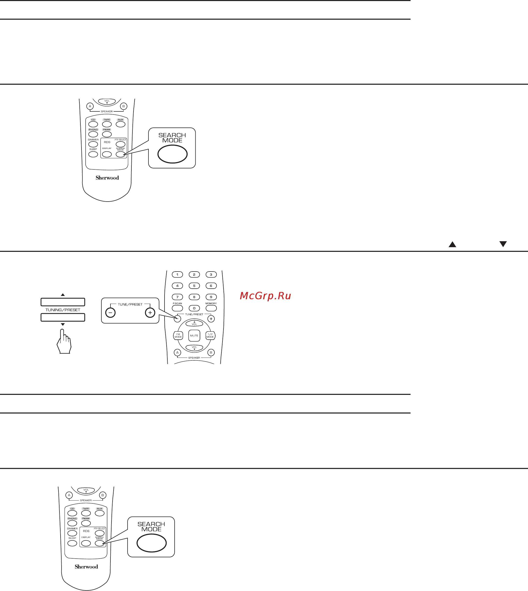 Sherwood RX-4109 [17/23] В режиме fm трижды нажмите кнопку search mode