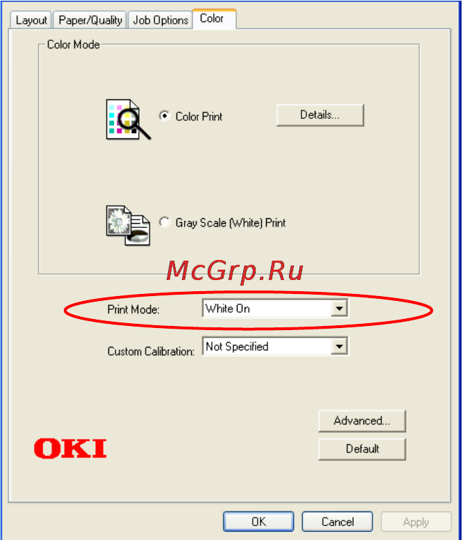 OKI C920WT [60/169] Print mode