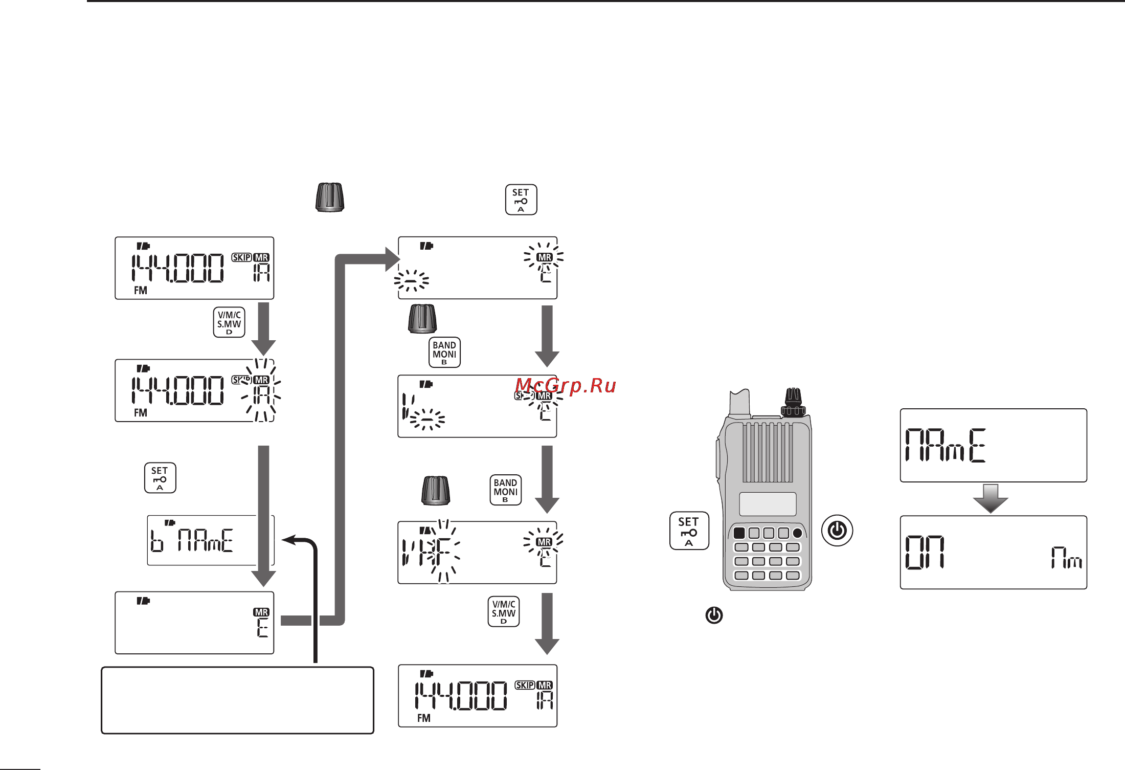 Icom IC-T70A [42/96] Selecting memory bank name indication