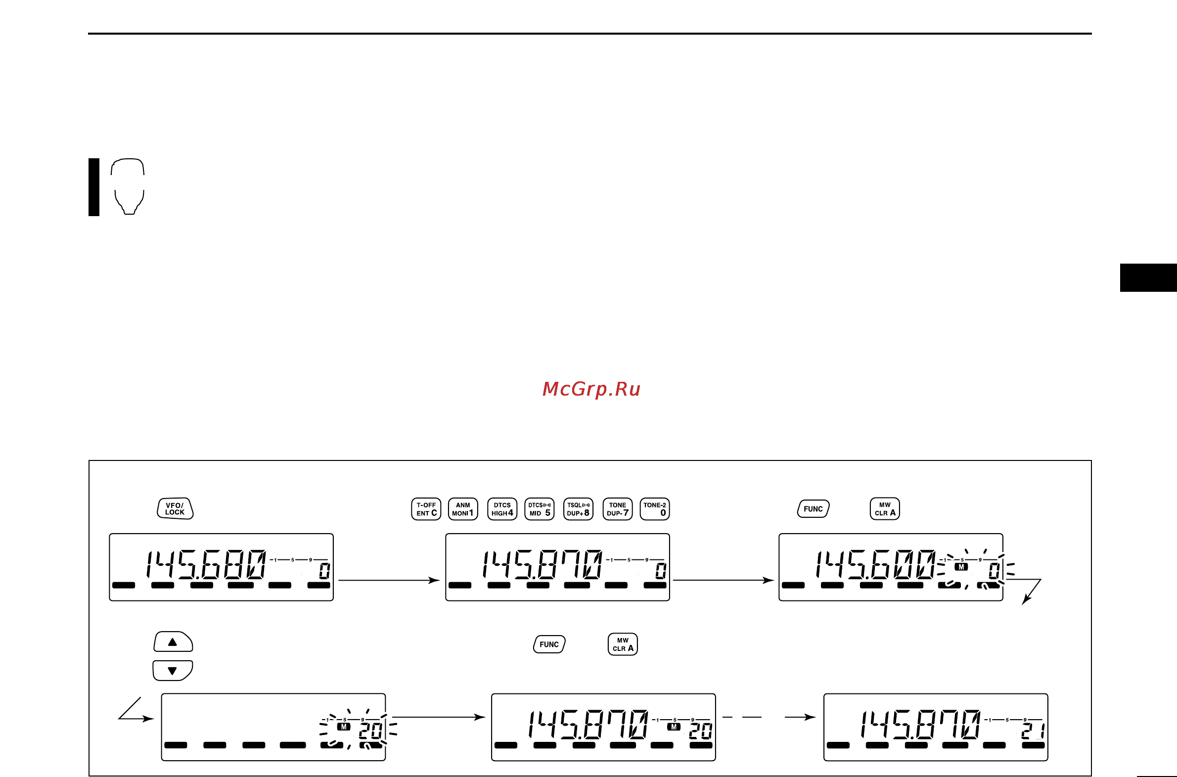 Icom IC-2200H [39/108] D programming a memory channel via the microphone