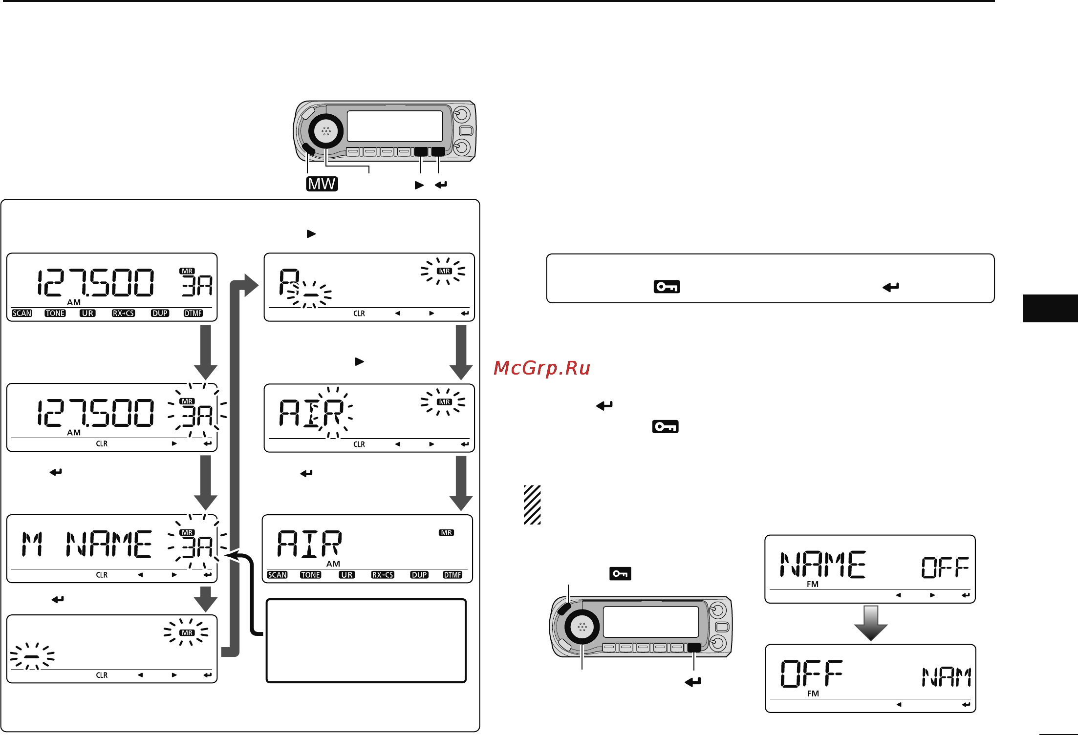Icom ID-880H [113/196] Selecting memory bank name indication
