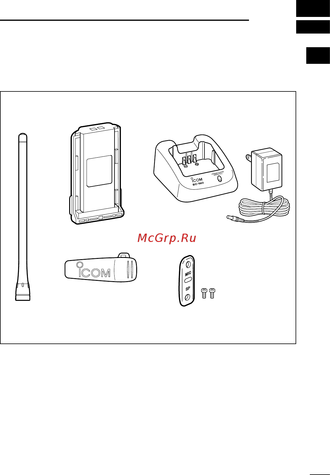 Icom IC-F4011 [7/48] Supplied accessories