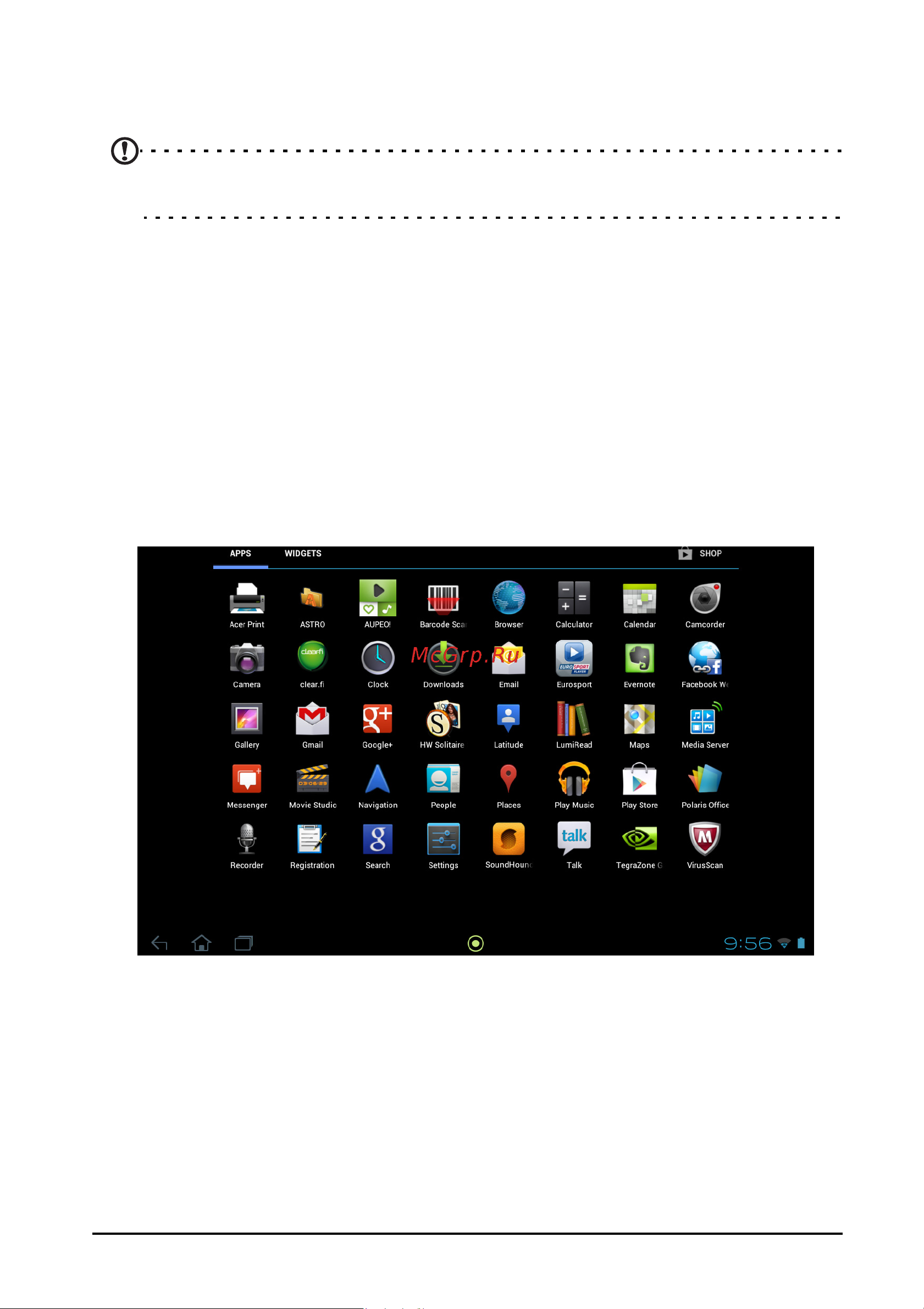 Acer Iconia Tab A511 32Gb Silver [15/79] Меню программ