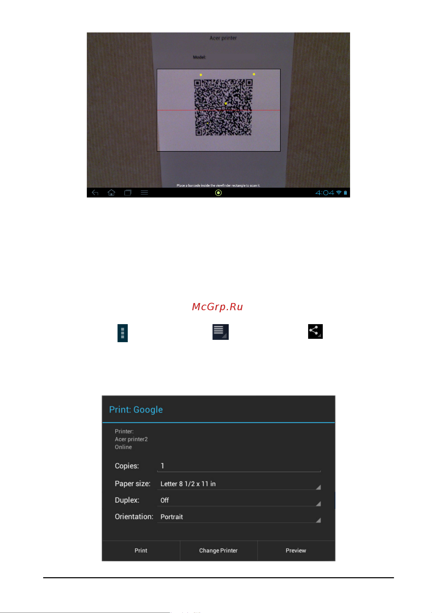 Acer Iconia Tab A511 32Gb Silver [63/79] Печать при помощи acer print