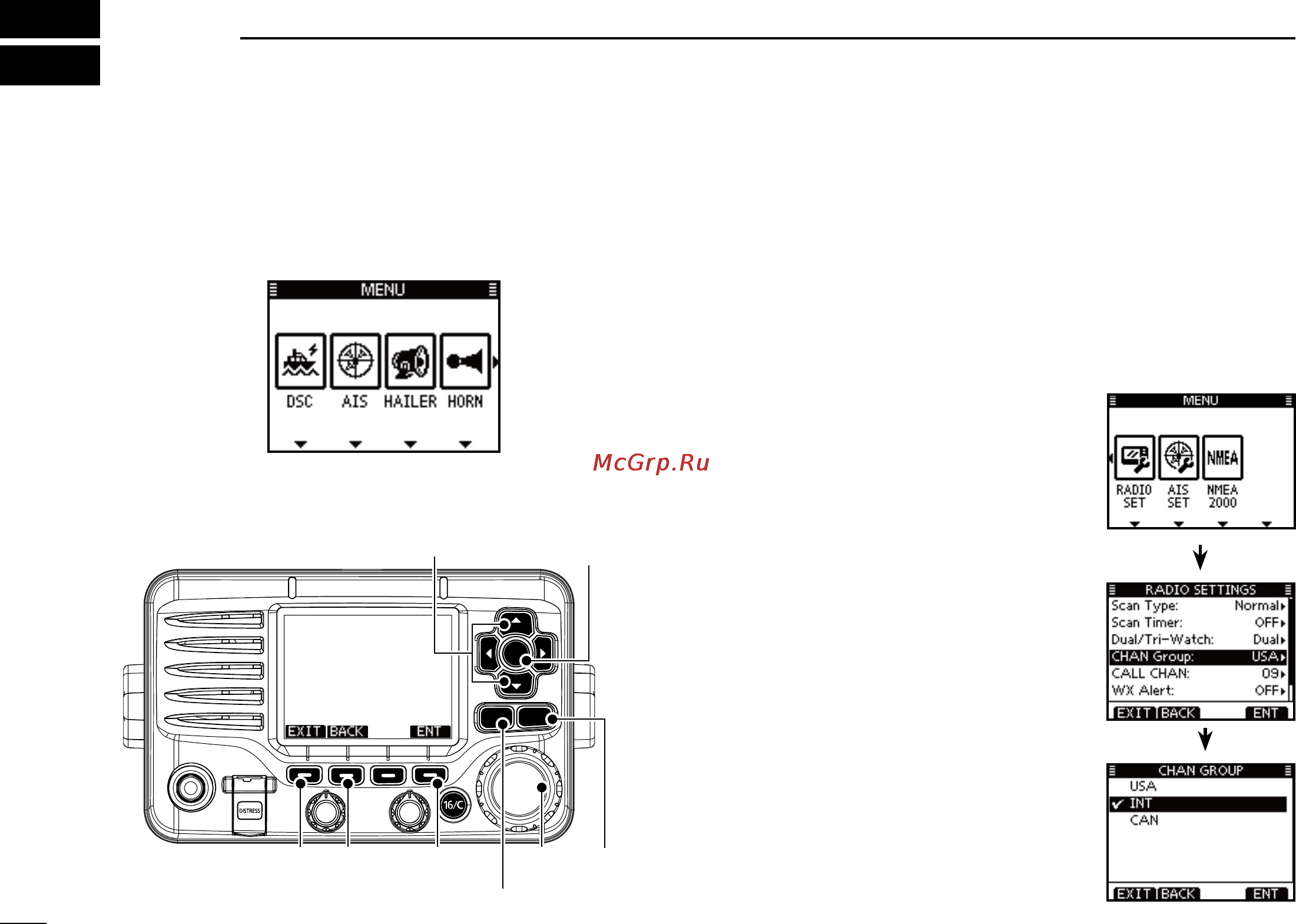 Icom IC-M506 [100/124] Menu screen operation