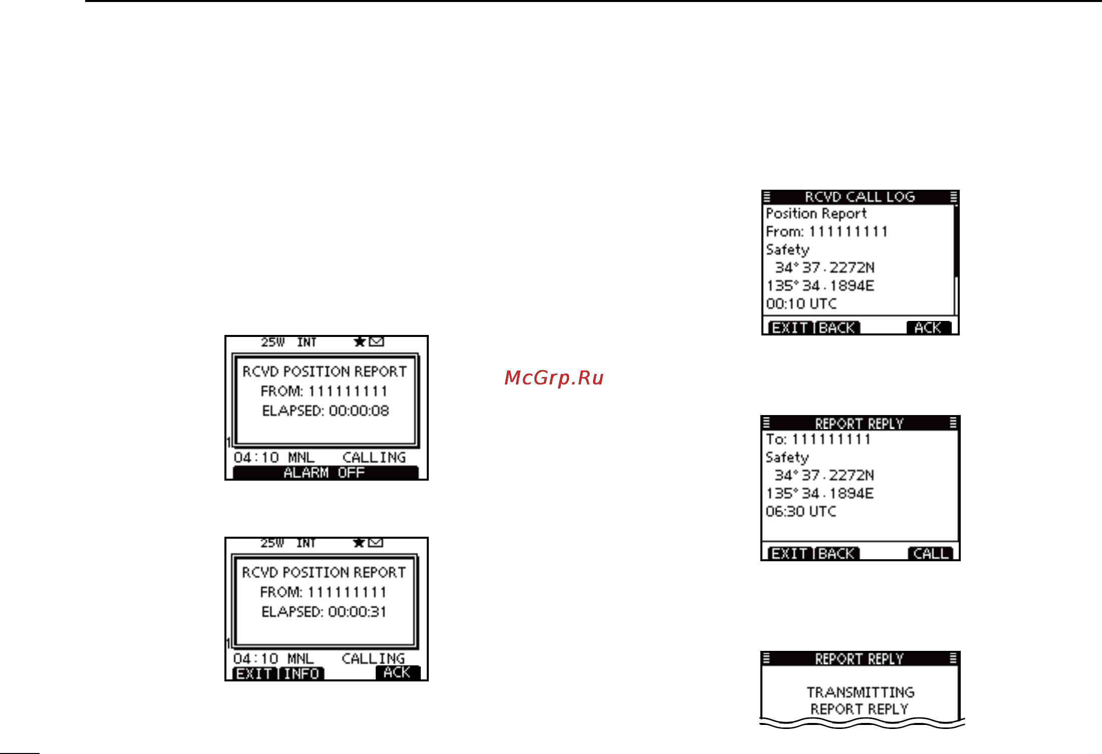 Icom IC-M506 [58/124] D transmitting a position report reply call