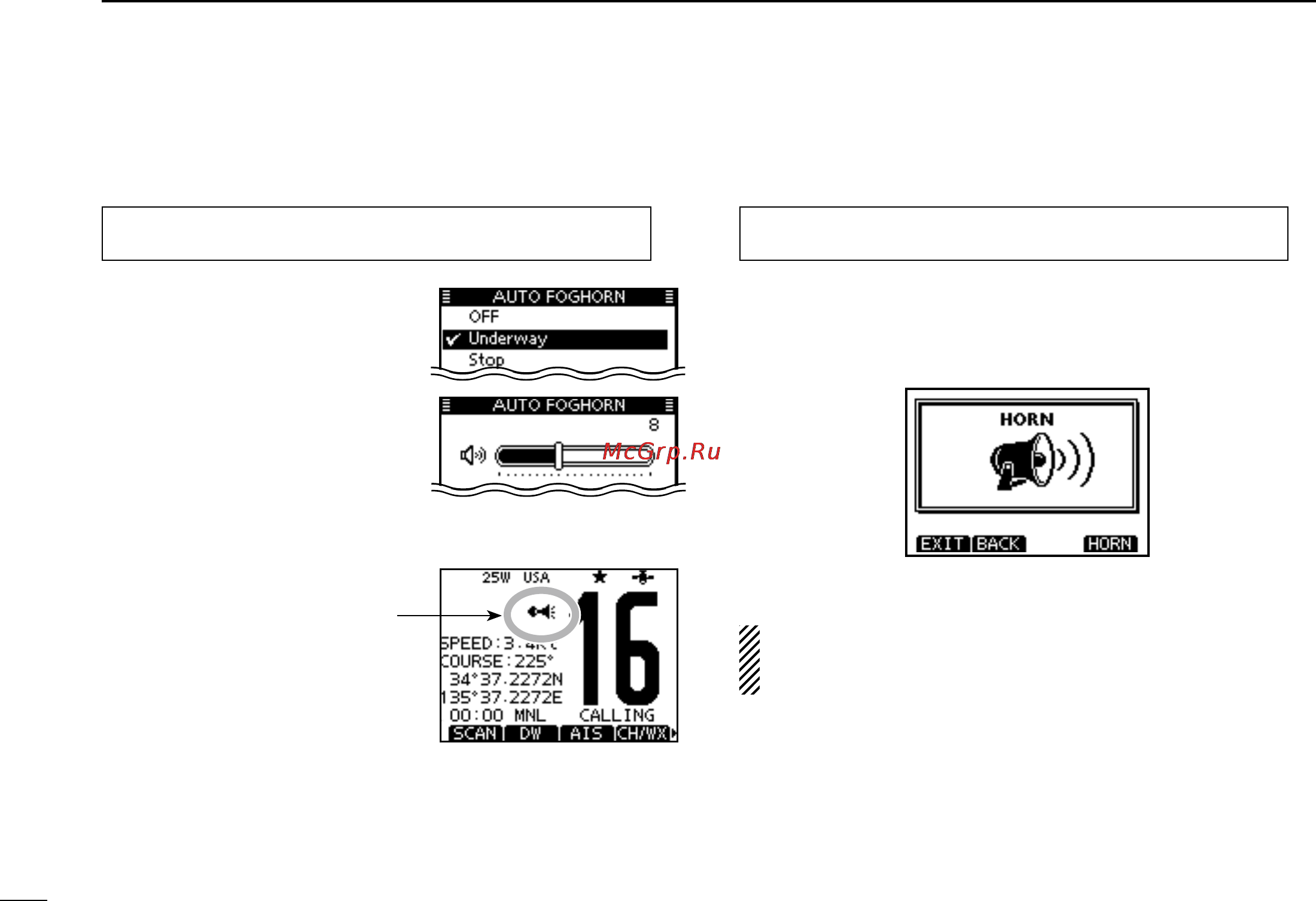 Icom IC-M506 [86/124] D manual horn function