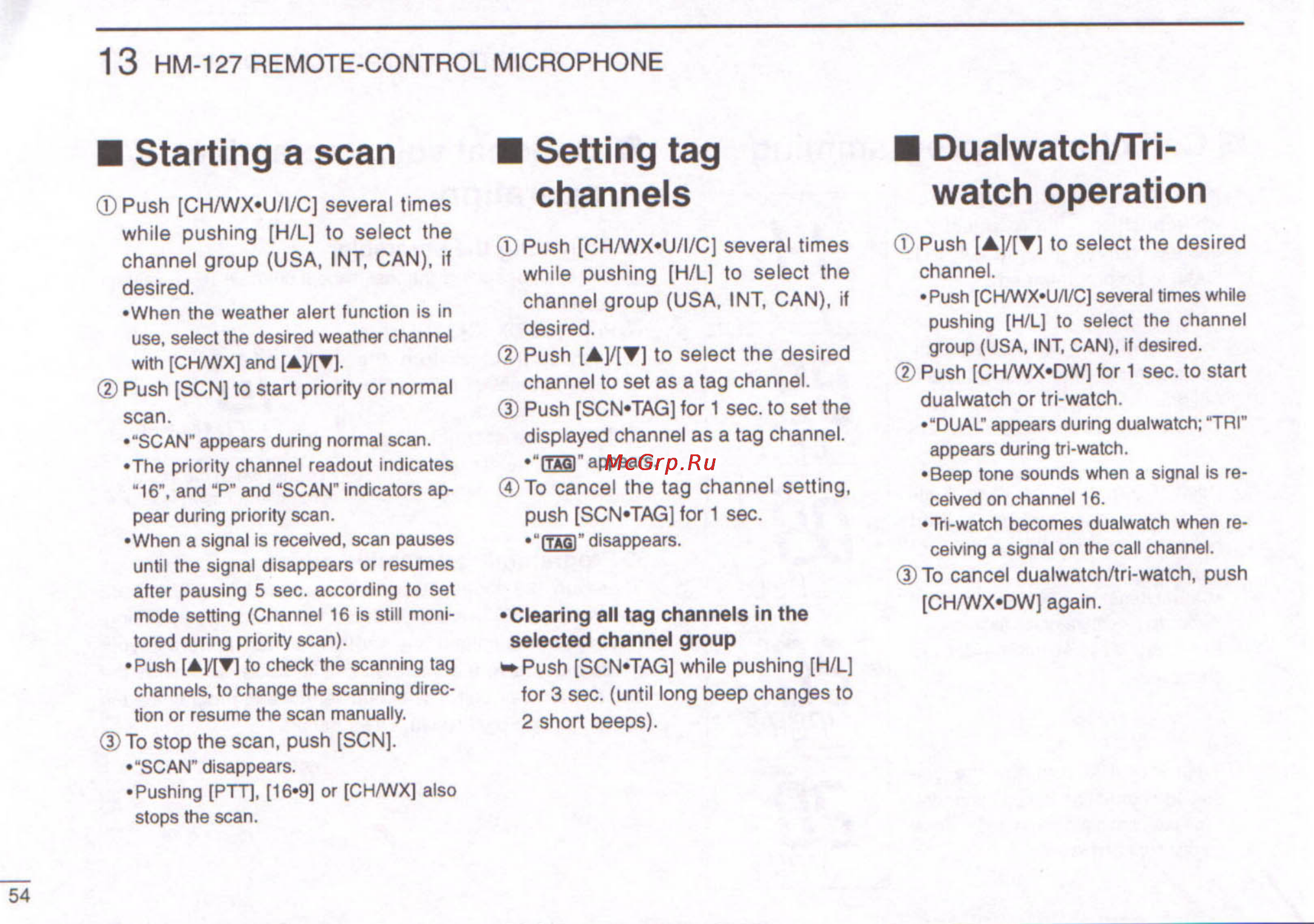 Icom HM-127 [11/15] Channels