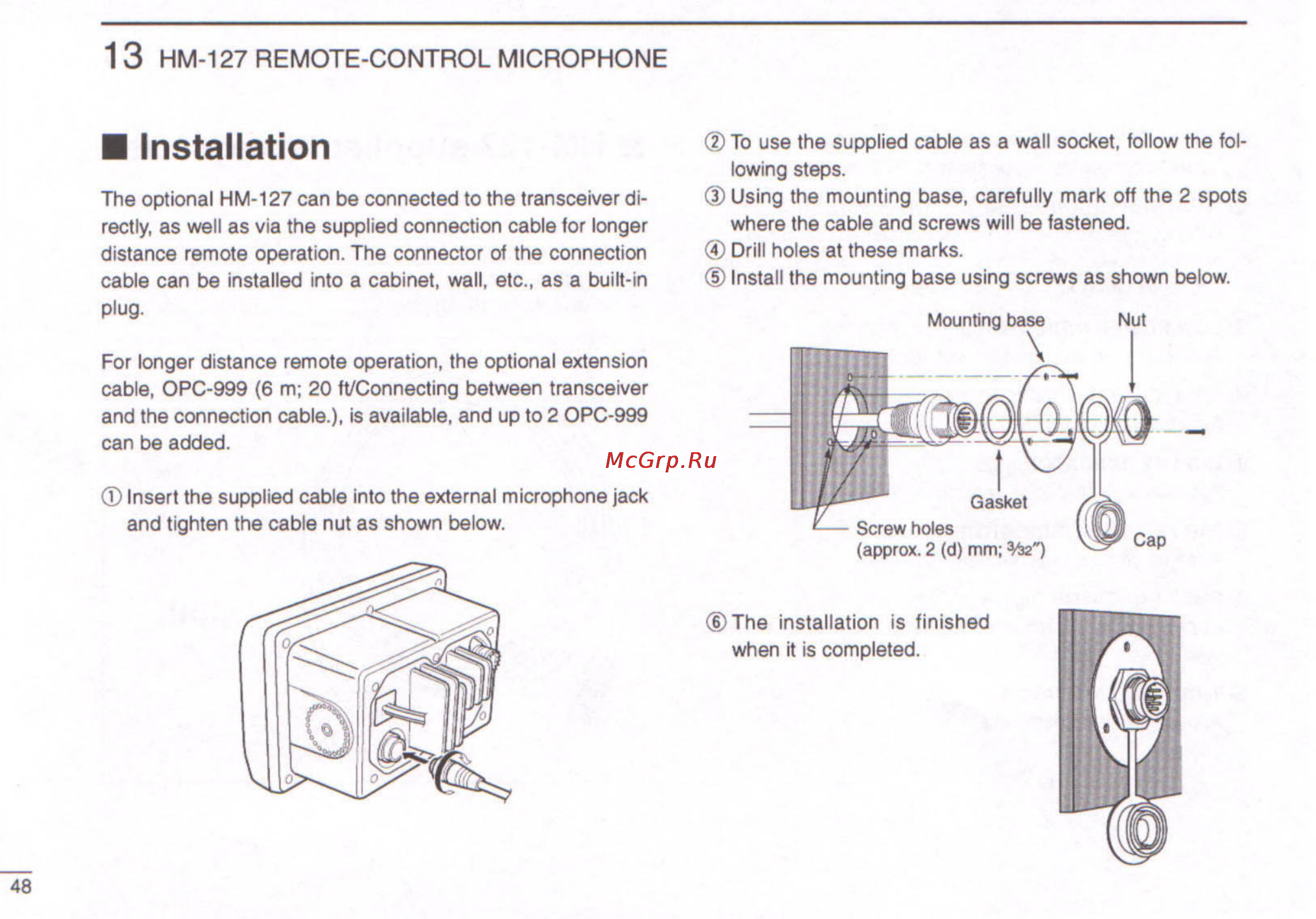 Icom HM-127 [5/15] Installation