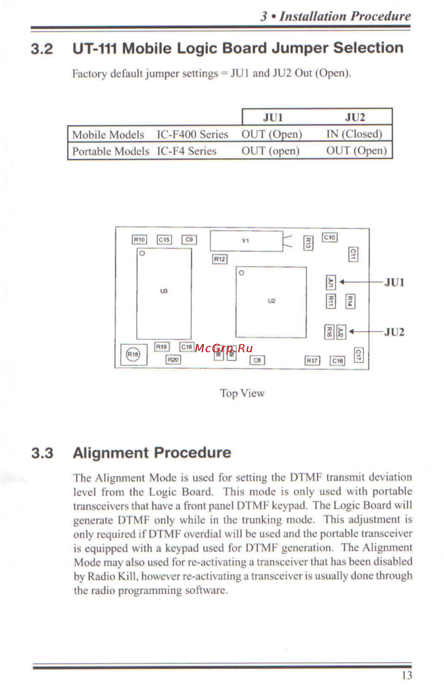 Icom UT-111 [16/30] Ut 111 mobile logic board jumper selection