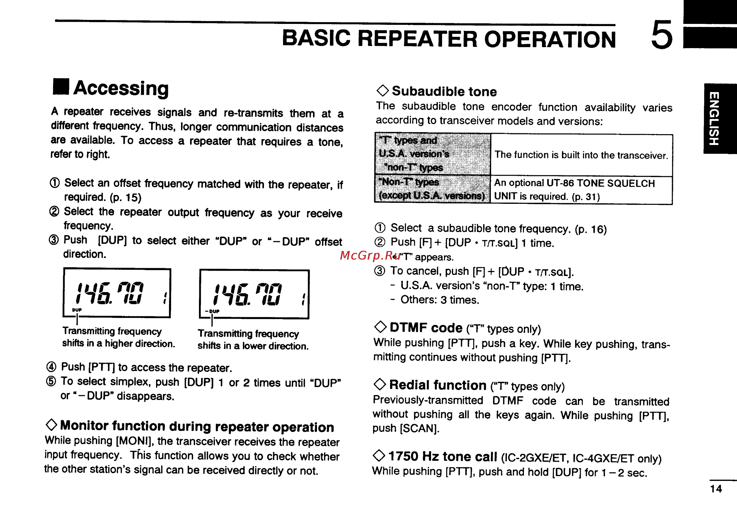 Icom IC-2GXAT [17/78] Basic repeater operation 5