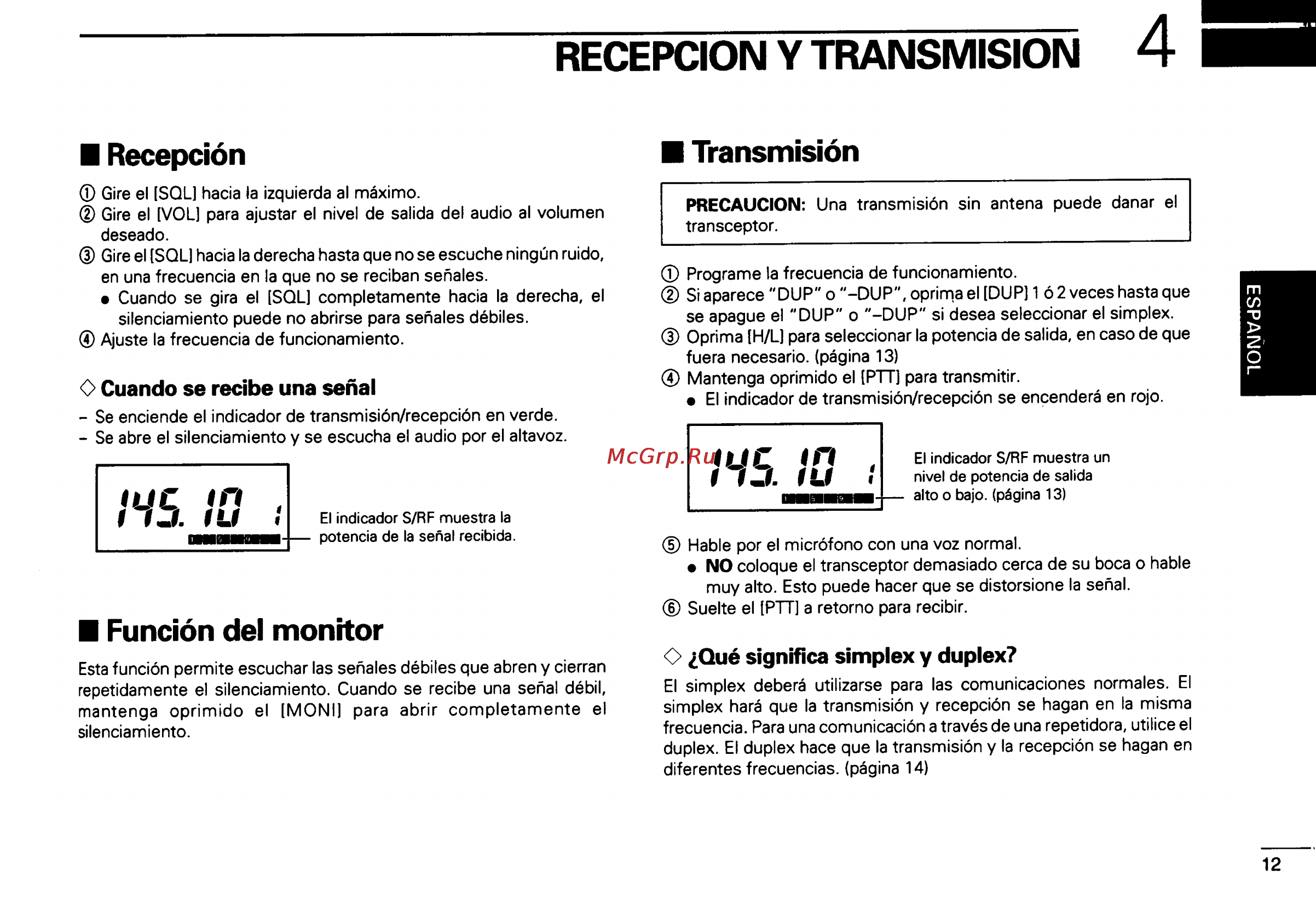 Icom IC-2GXAT [53/78] Recepcion y transmision