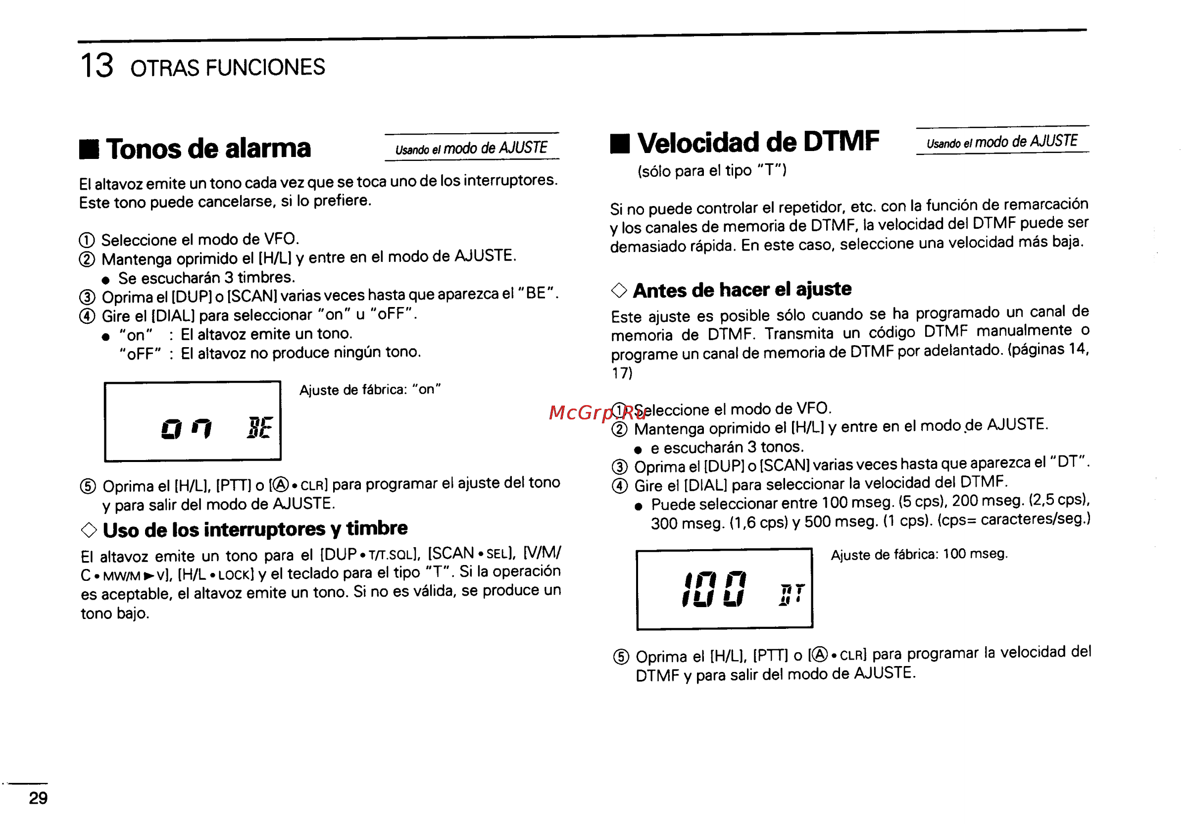 Icom IC-2GXAT [70/78] Tonos de alarma