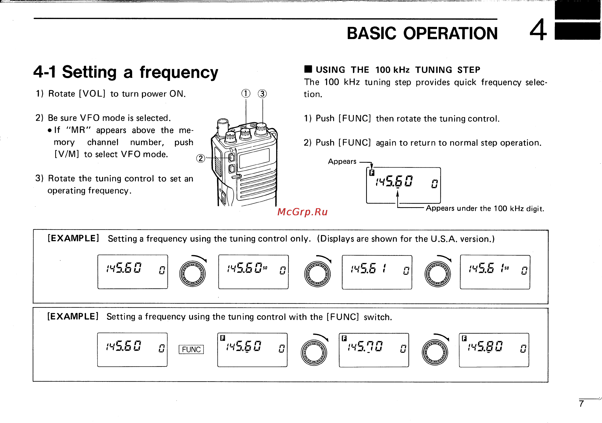 Icom IC-2SA [11/24] 1 setting a frequency