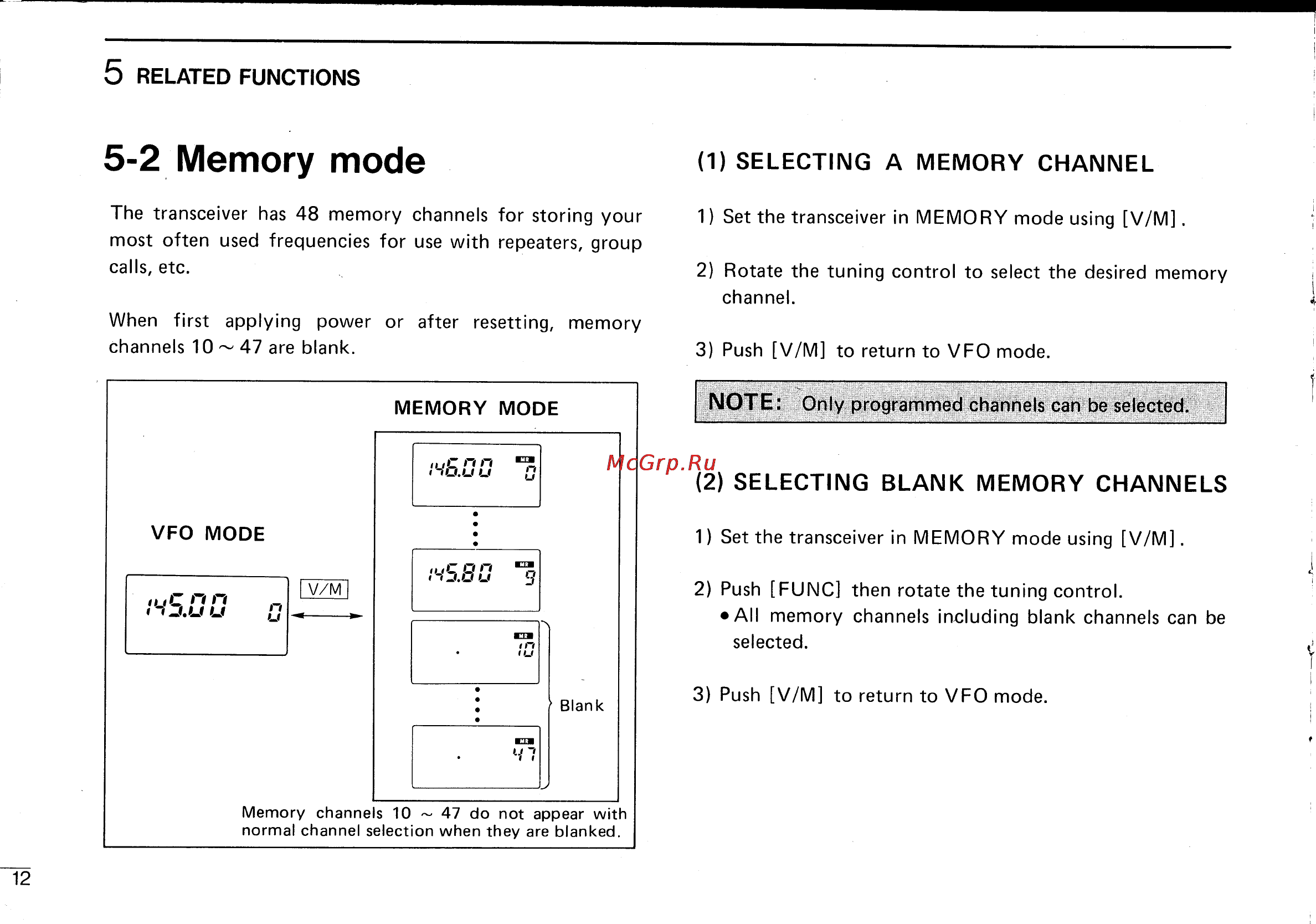 Icom IC-2SA [16/24] 2 memory mode