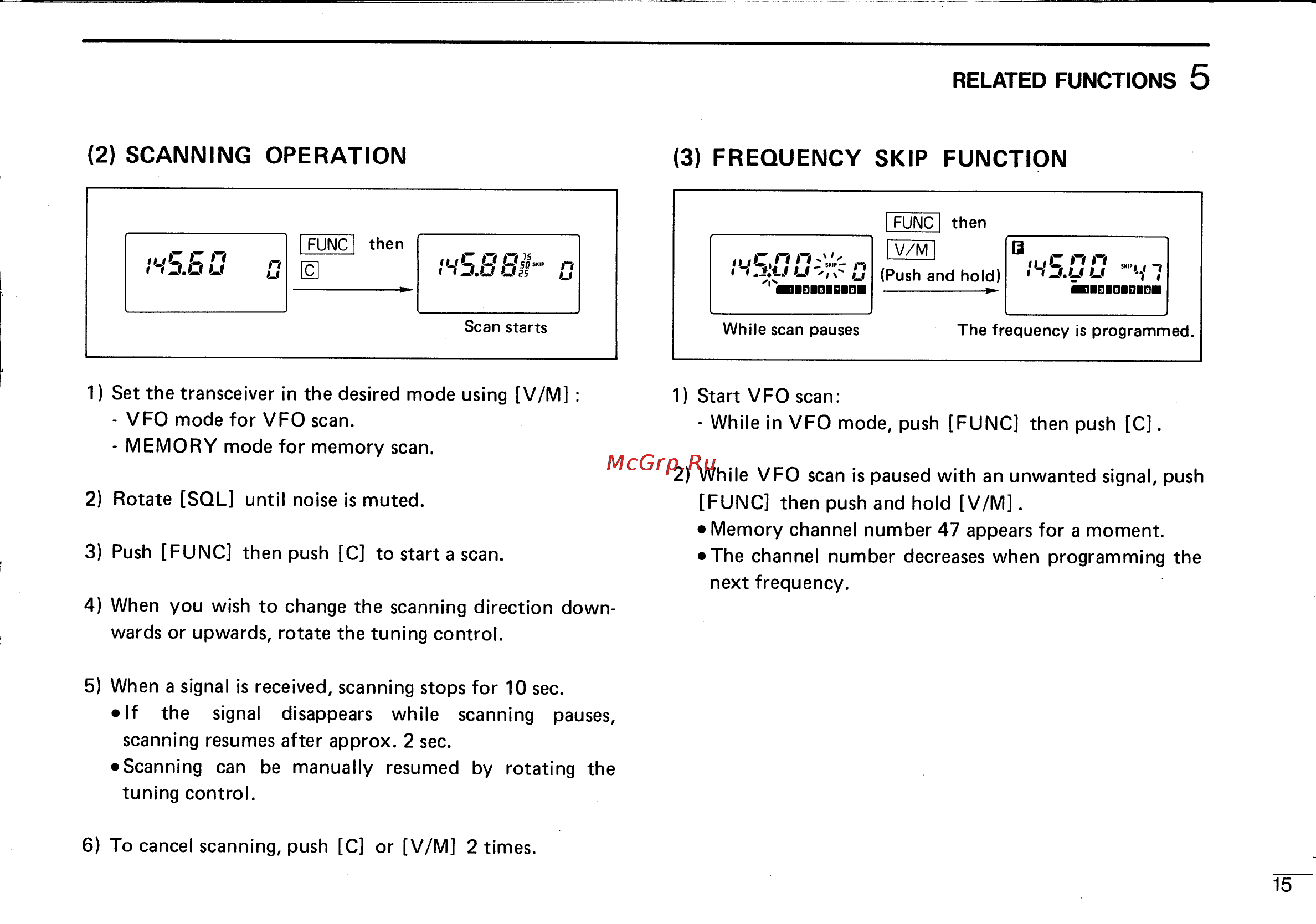 Icom IC-2SA [19/24] 2 scanning operation 3 frequency skip function