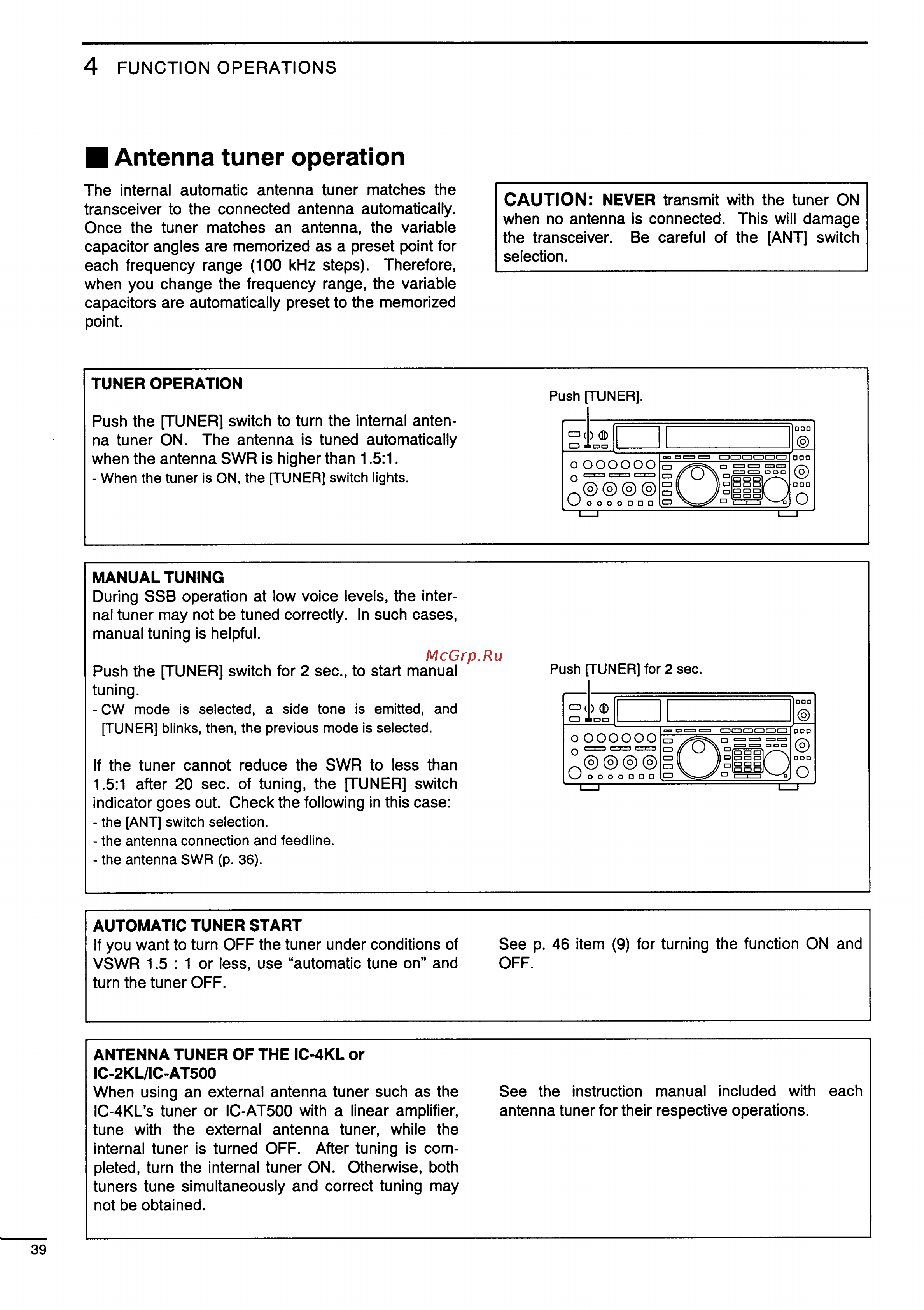 Icom IC-775DSP [42/67] Antenna tuner operation