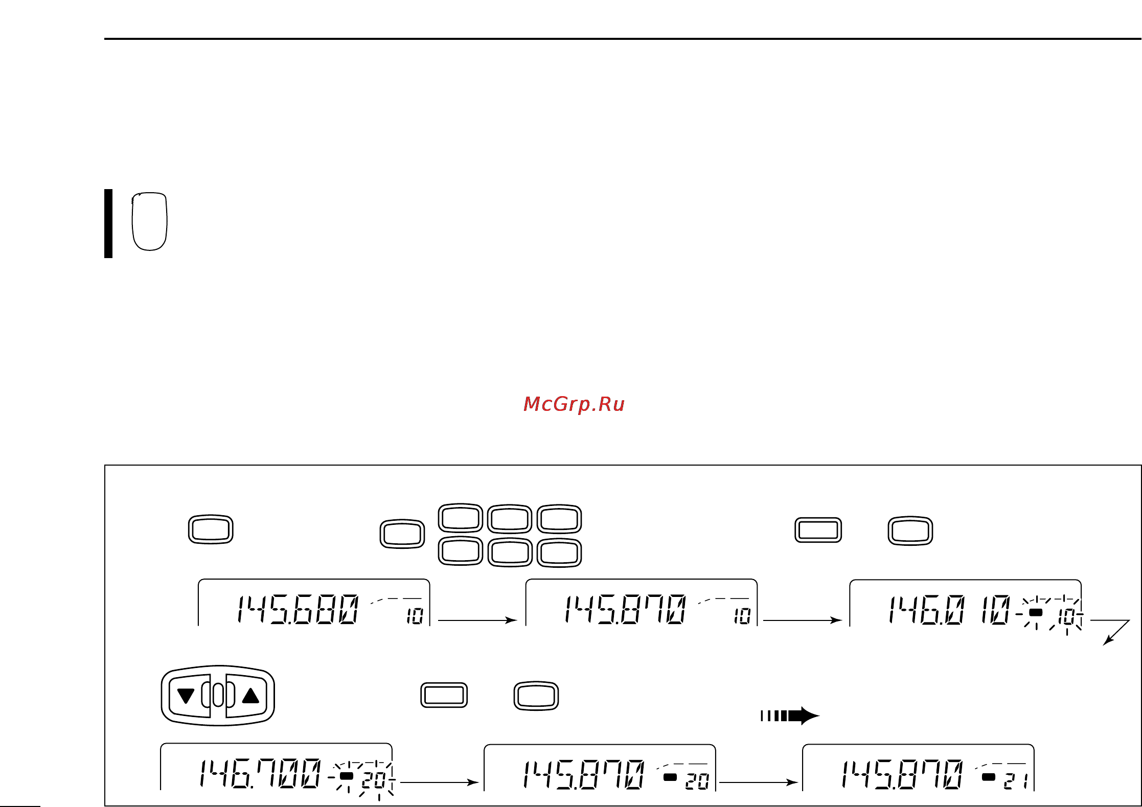Icom IC-2100H [32/72] I programming a memory channel via the microphone