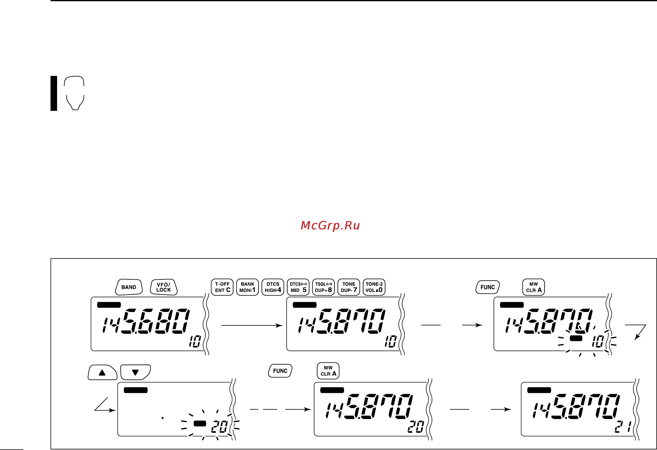 Icom IC-2720H [48/96] D programming a memory channel via the microphone