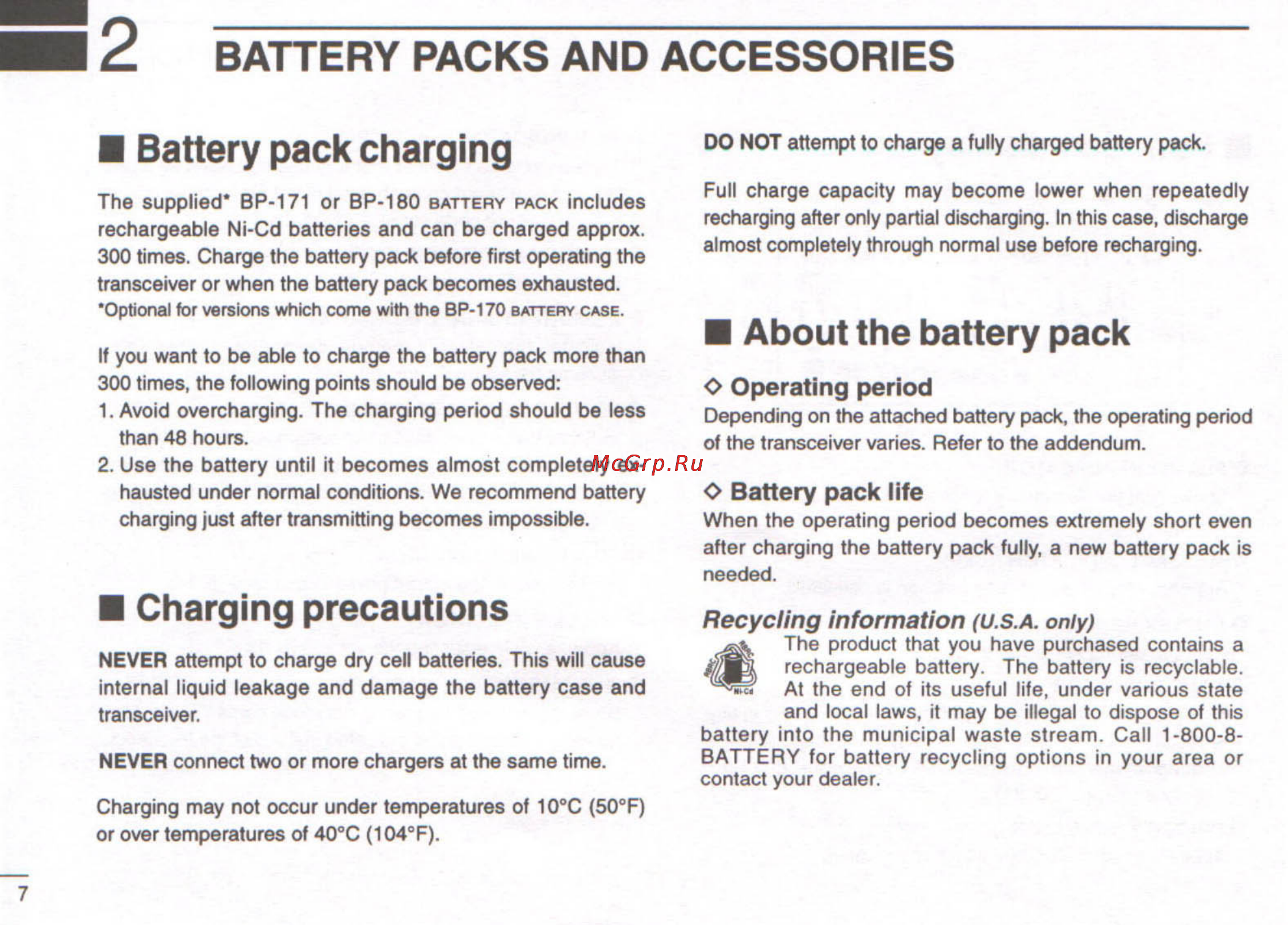 Icom IC-T22A [12/48] Battery packs and accessories
