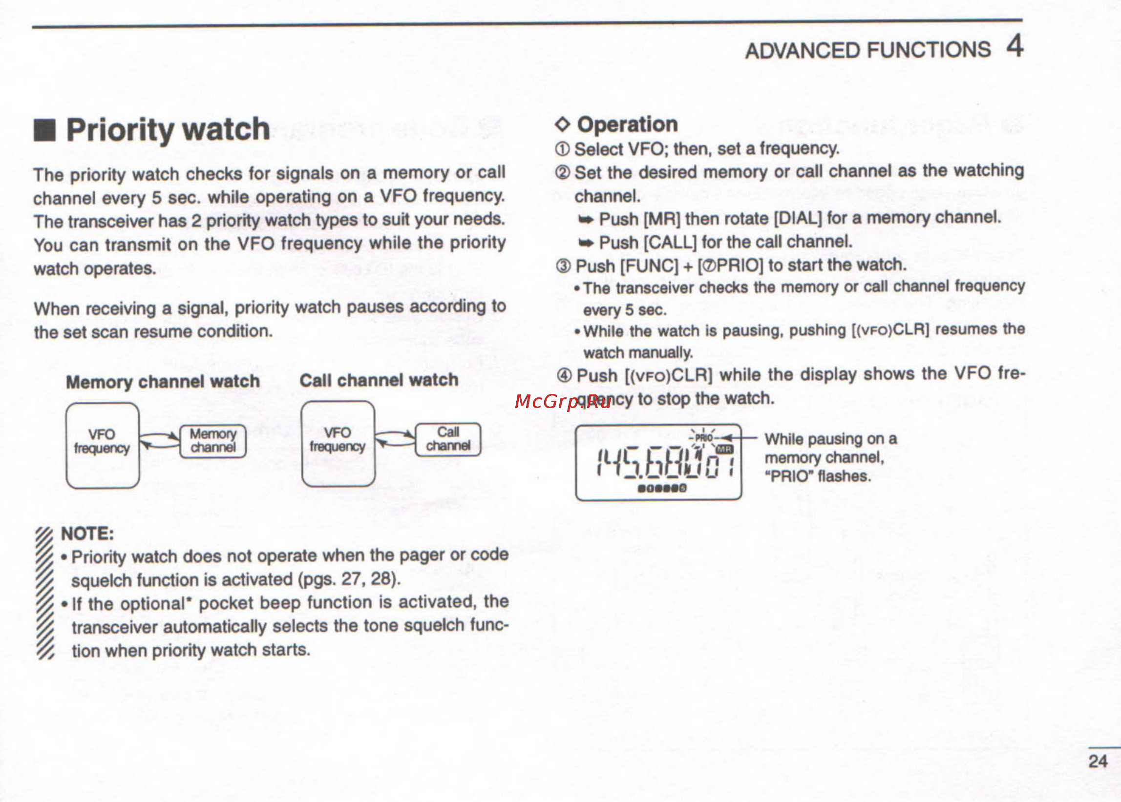 Icom IC-T22A [29/48] Priority watch