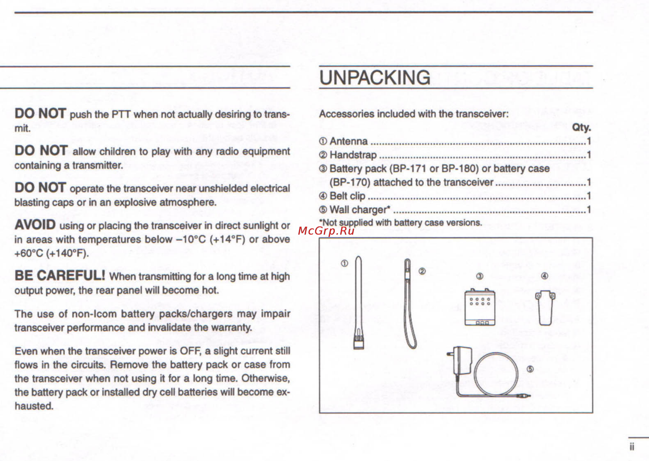 Icom IC-T22A [3/48] Unpacking