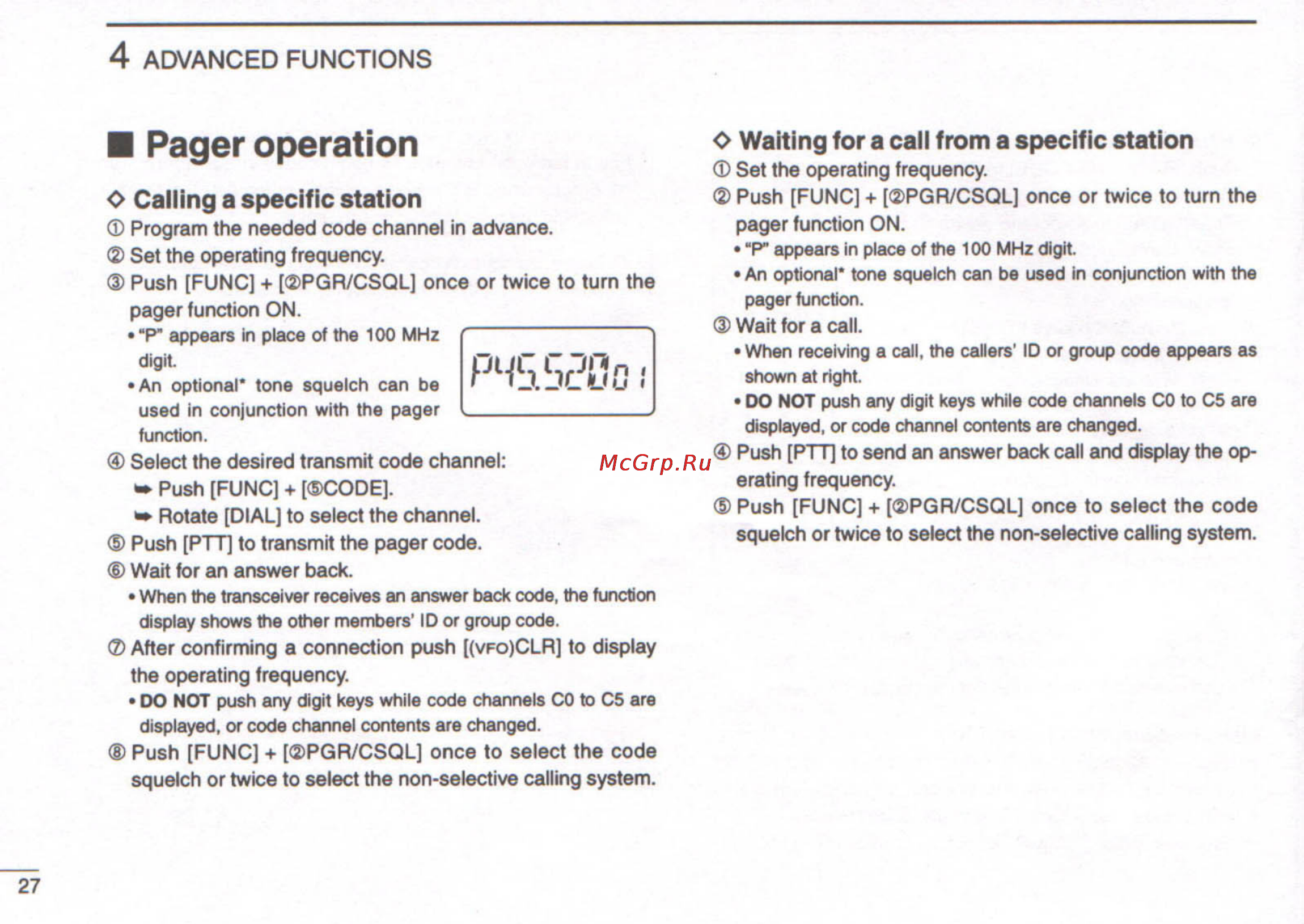 Icom IC-T22A [32/48] Pager operation