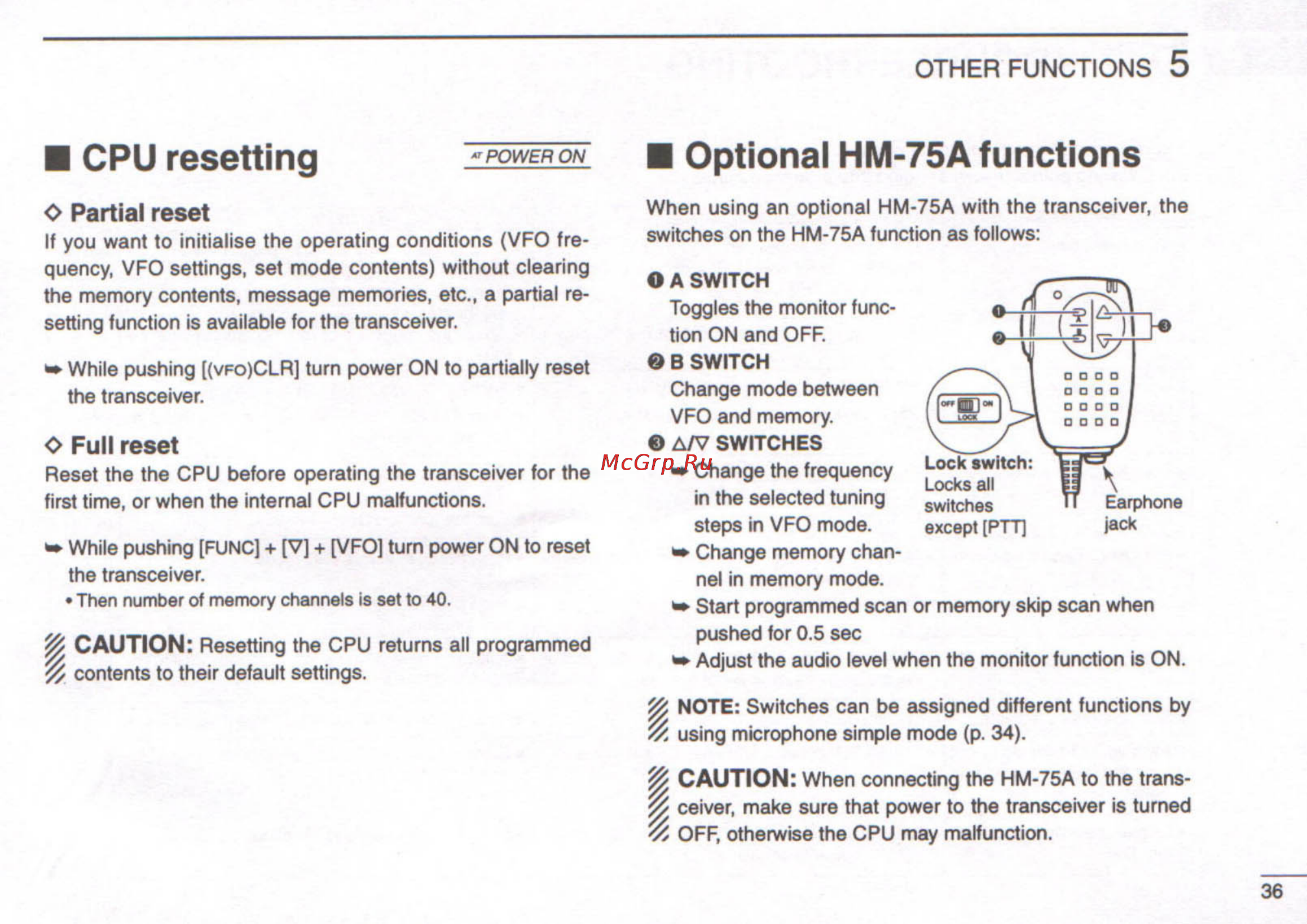Icom IC-T22A [41/48] Cpu resetting