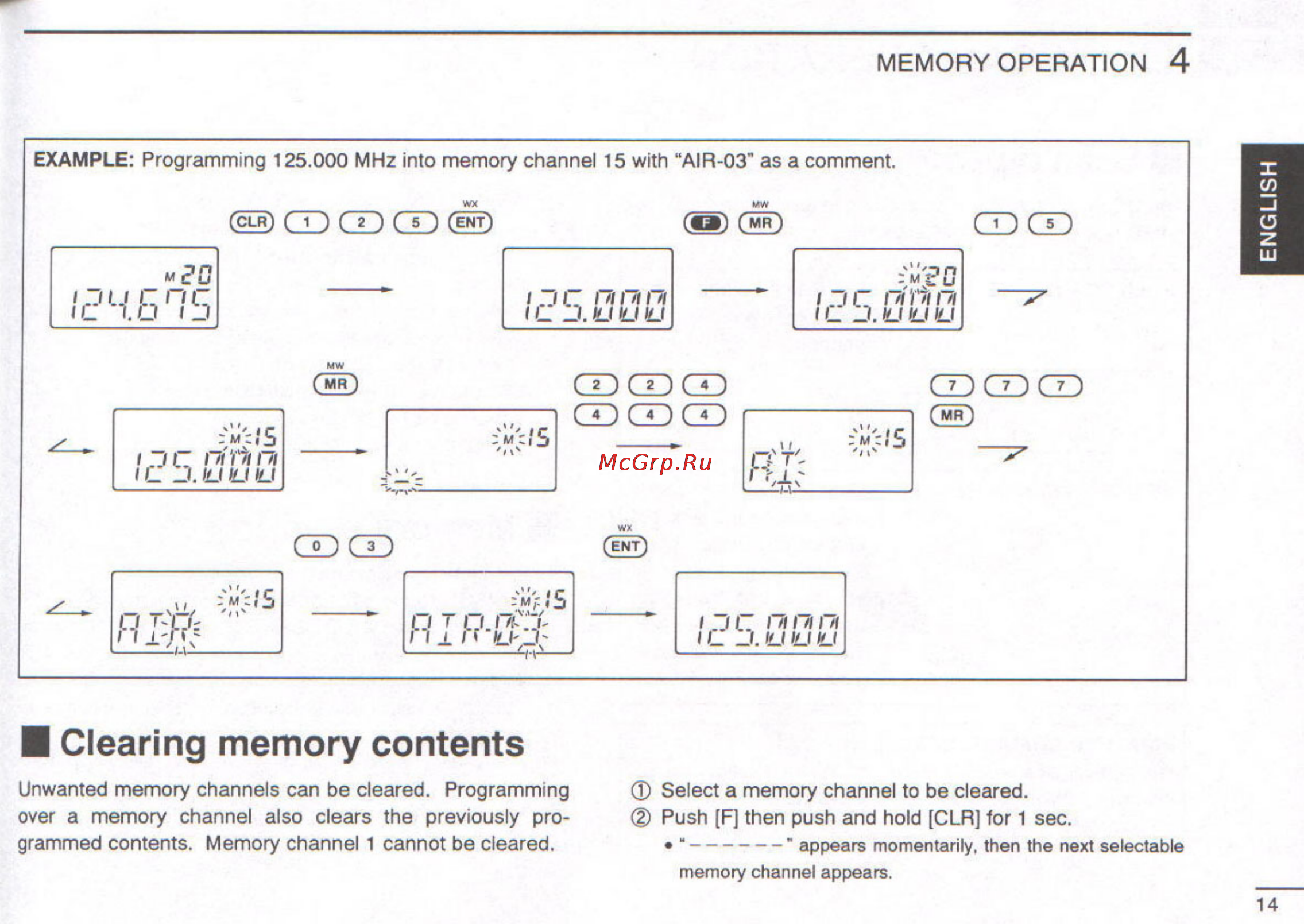 Icom IC-A3 [17/47] Clearing memory contents