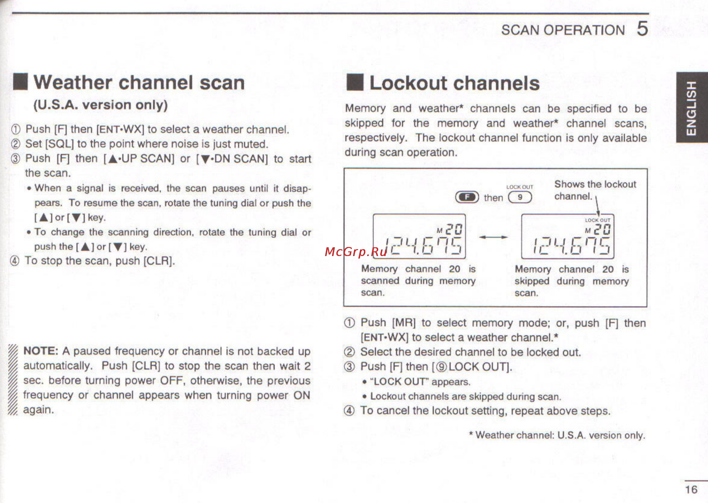 Icom IC-A3 [19/47] Lockout channels