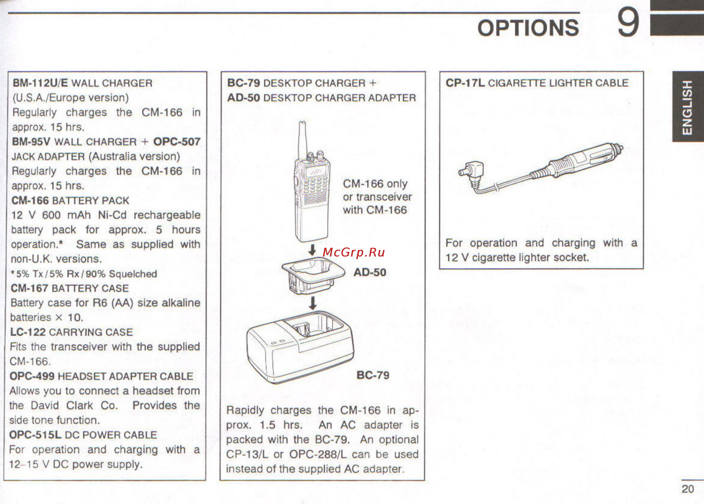 Icom IC-A3 [23/47] Options 9 i
