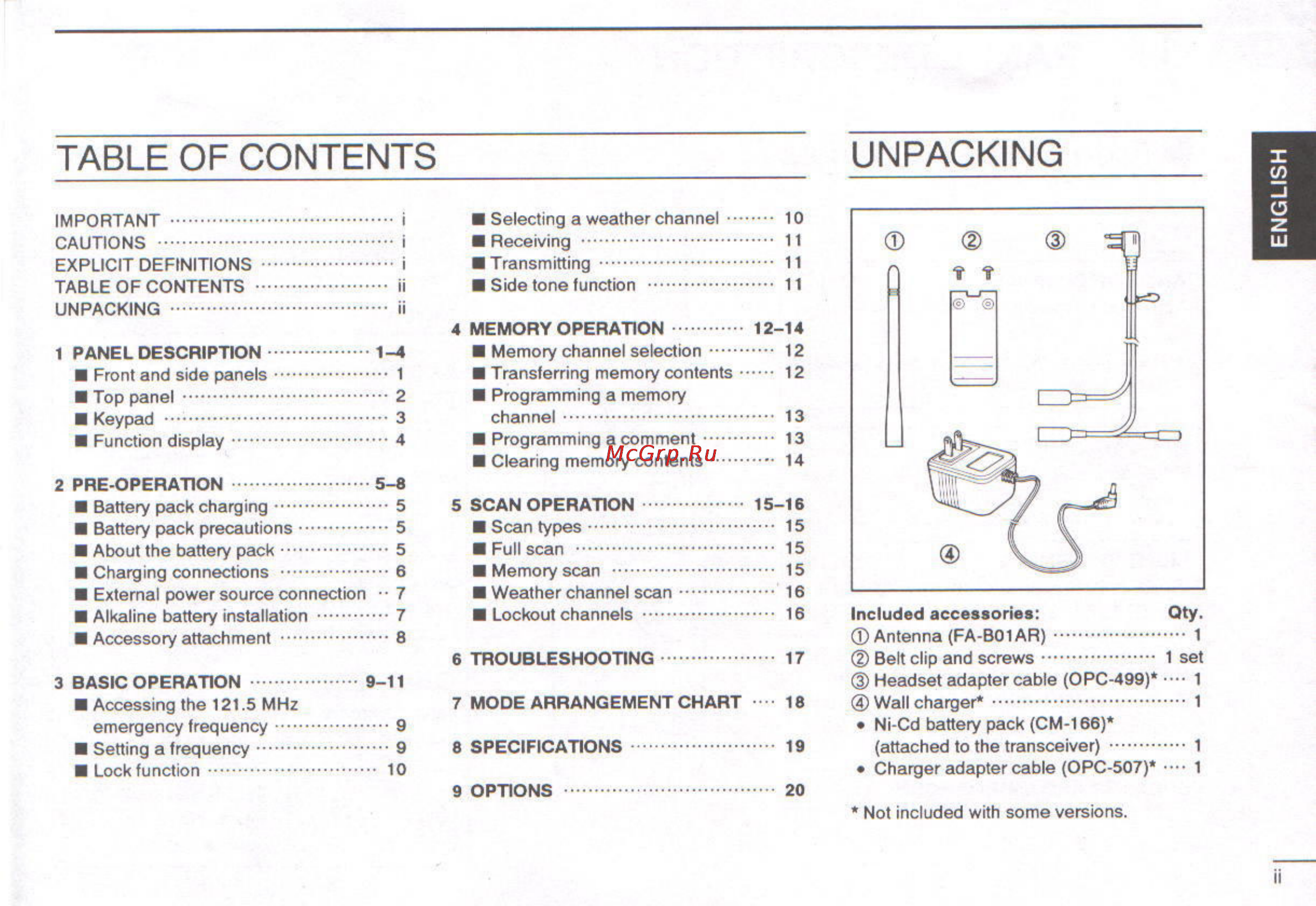 Icom IC-A3 [3/47] Table of contents